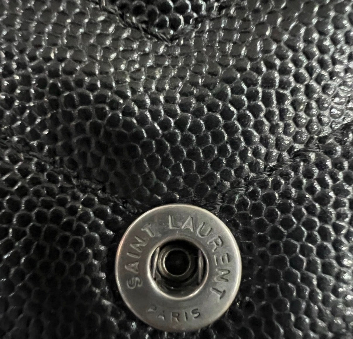 YSL Cassandre all black envelope flap wallet on chain