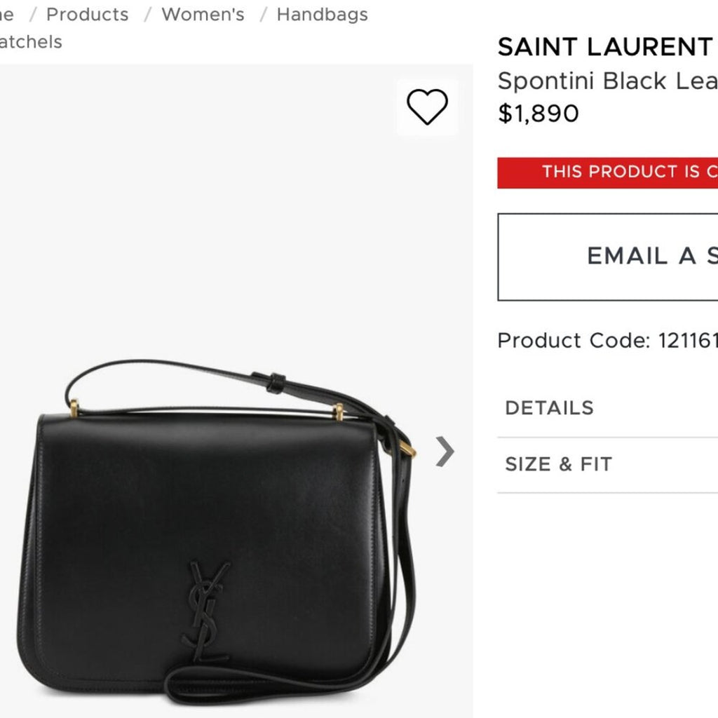 SAINT LAURENT Smooth Calfskin Spontini Saddle Bag Black