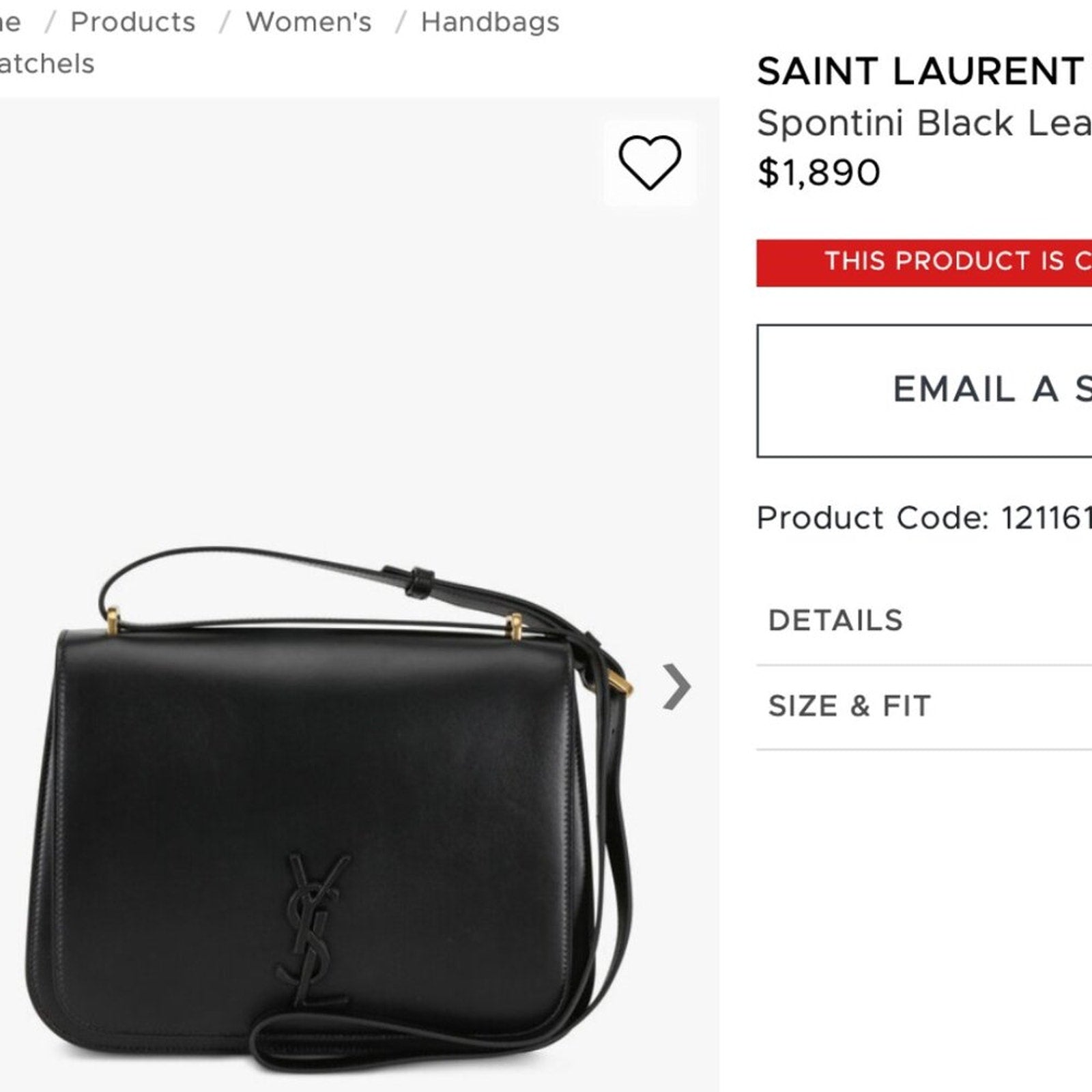 SAINT LAURENT Smooth Calfskin Spontini Saddle Bag Black