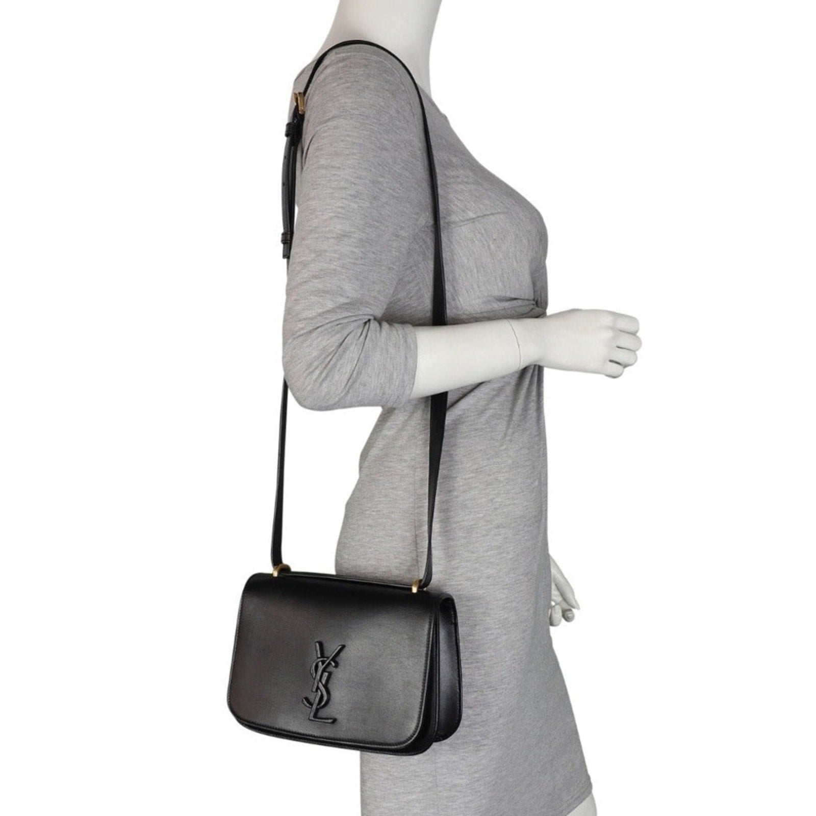 SAINT LAURENT Smooth Calfskin Spontini Saddle Bag Black