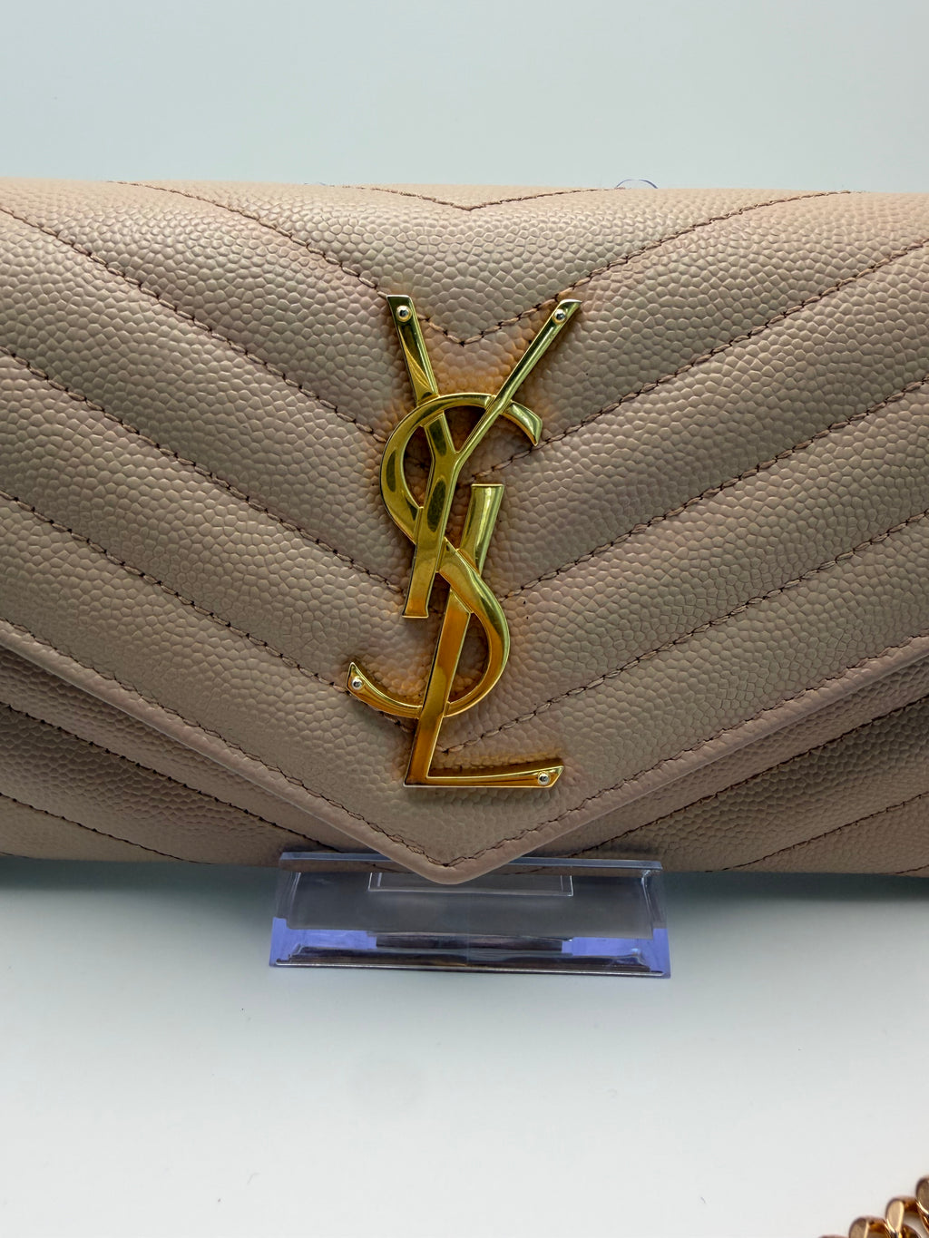 Yves Saint Laurent blush pink Cassandre envelope wallet