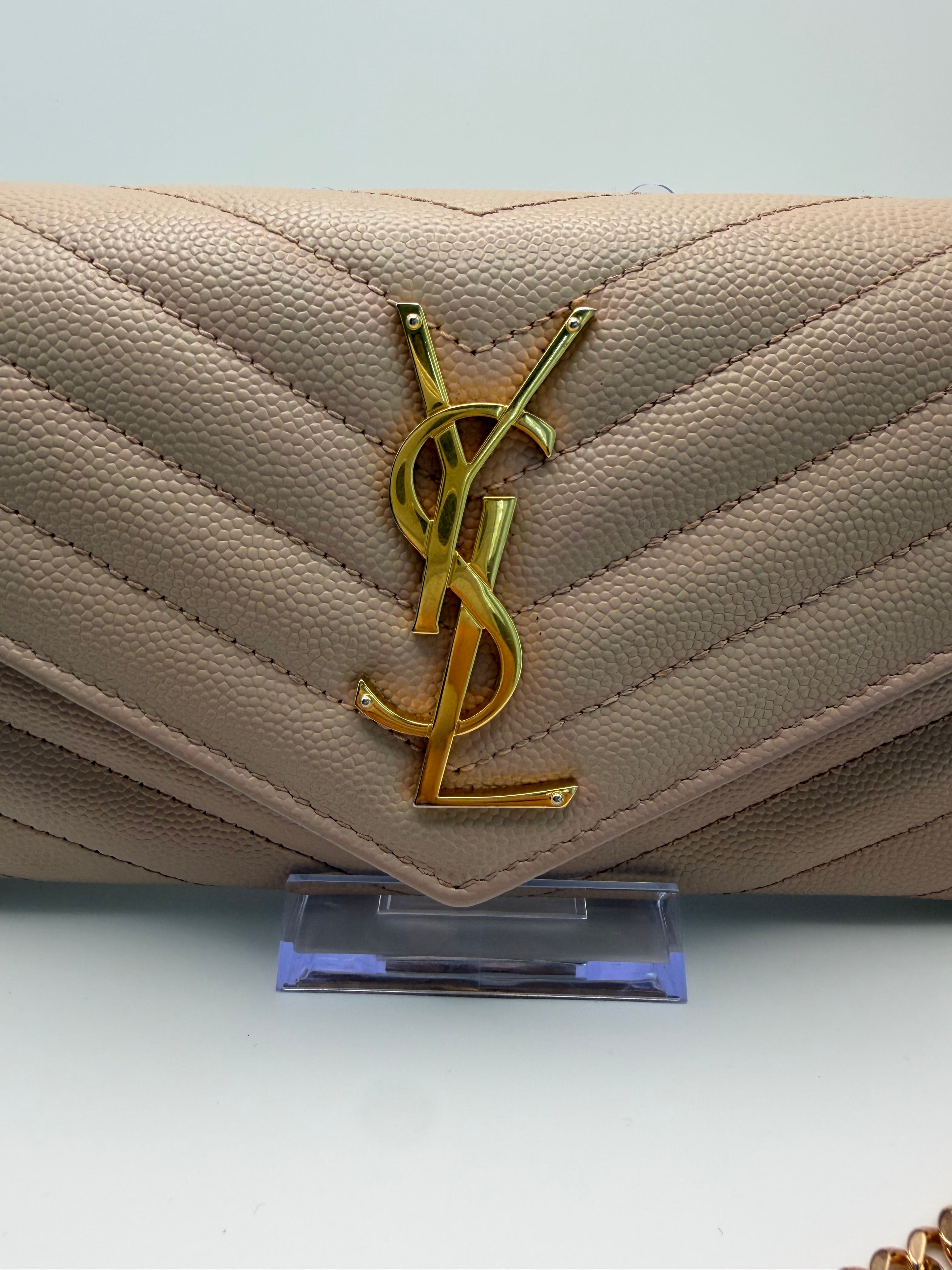 Yves Saint Laurent blush pink Cassandre envelope wallet