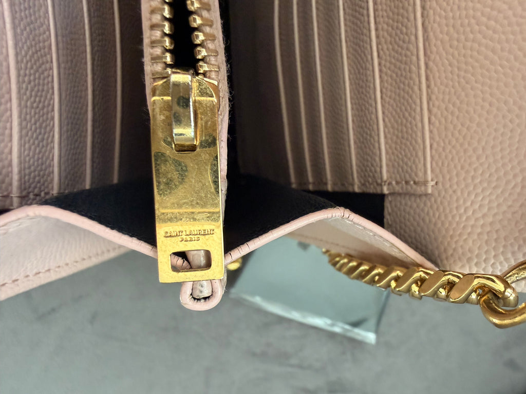 Yves Saint Laurent Cassandre Monogram Bag Blush Pink with Gold wallet on chain