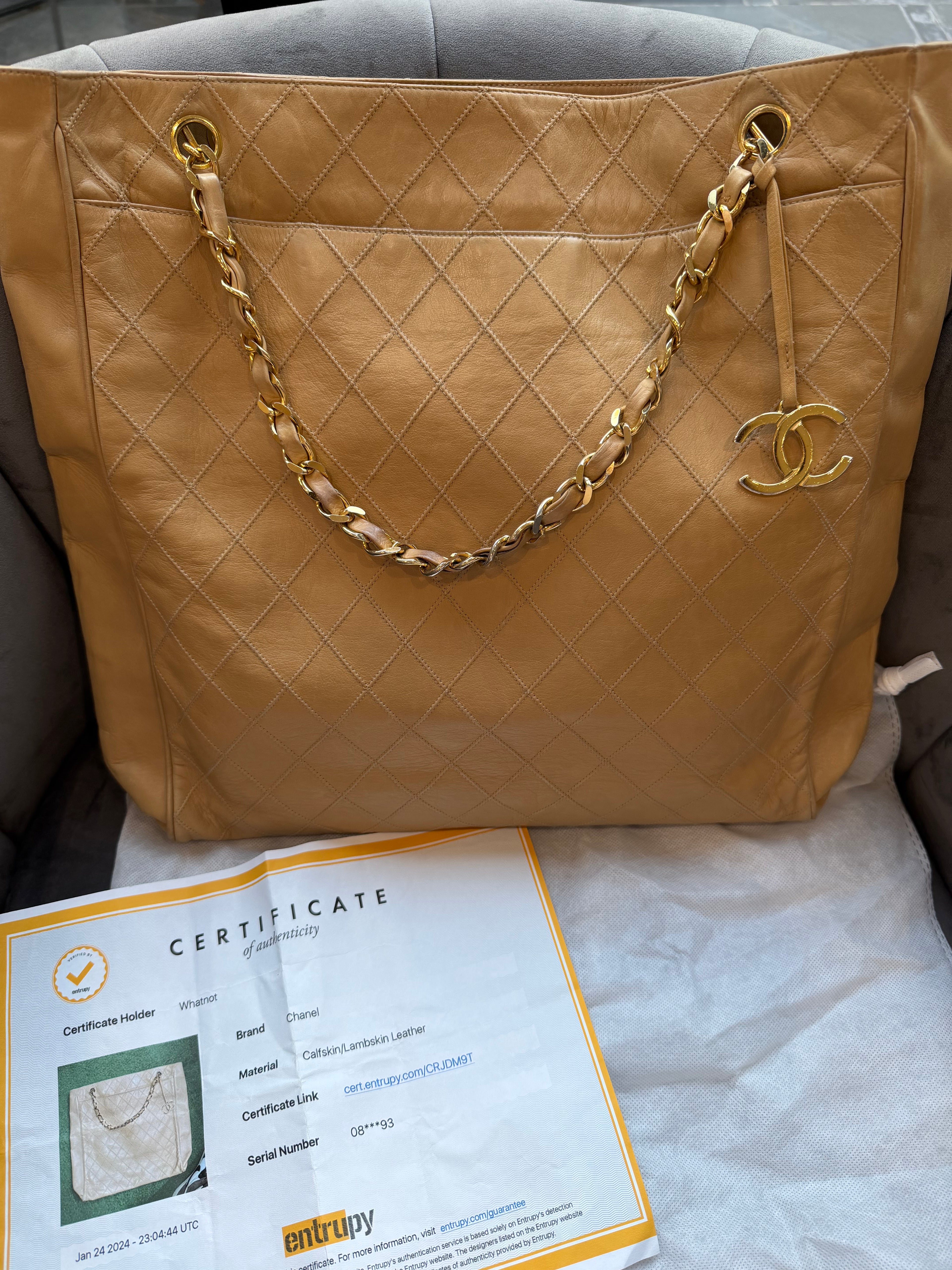 Vintage Chanel Quilted Shopping Tote Bag