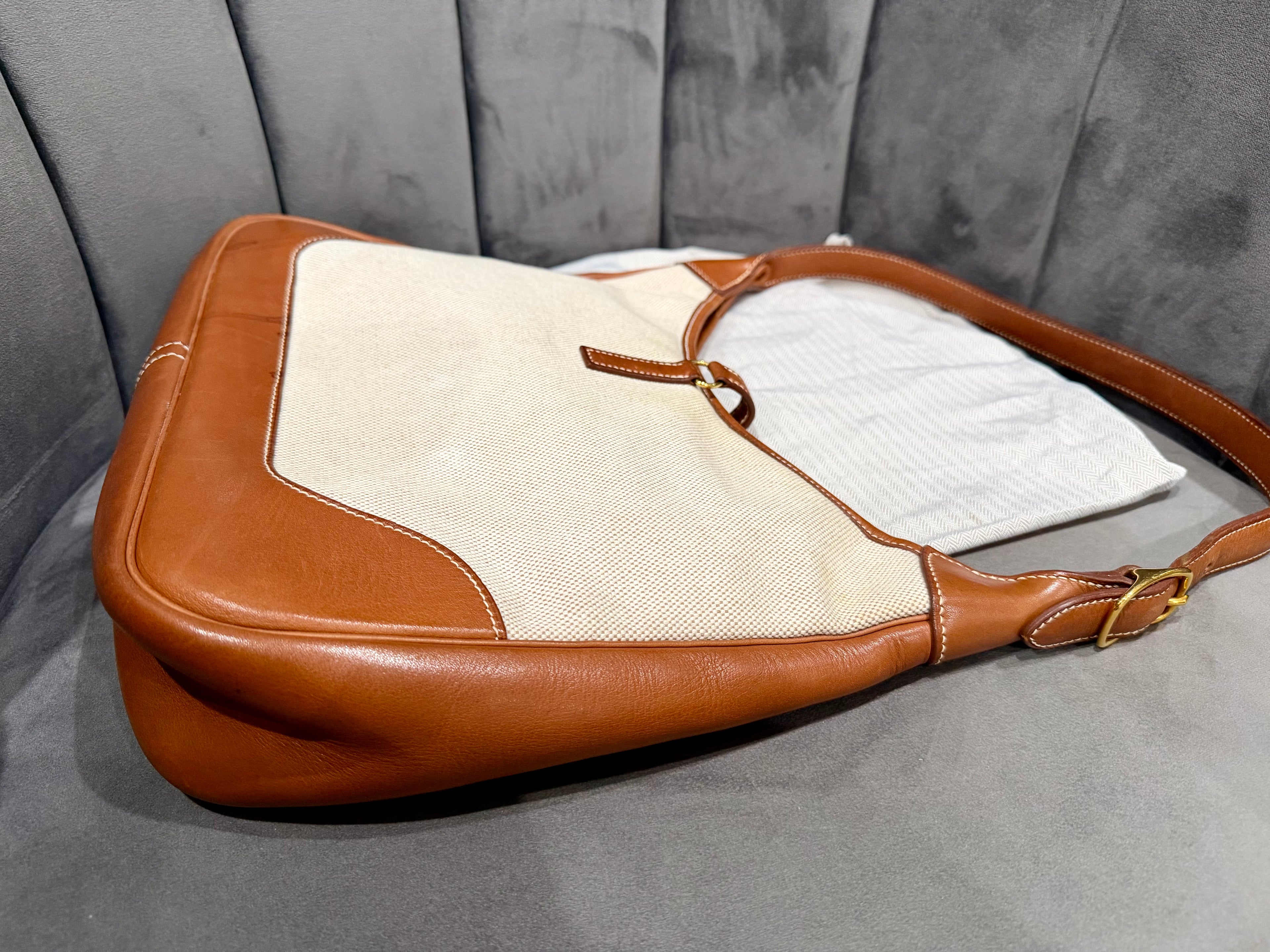 Hermes Trim Bag 31 Canvas Leather Shoulder Bag Brown