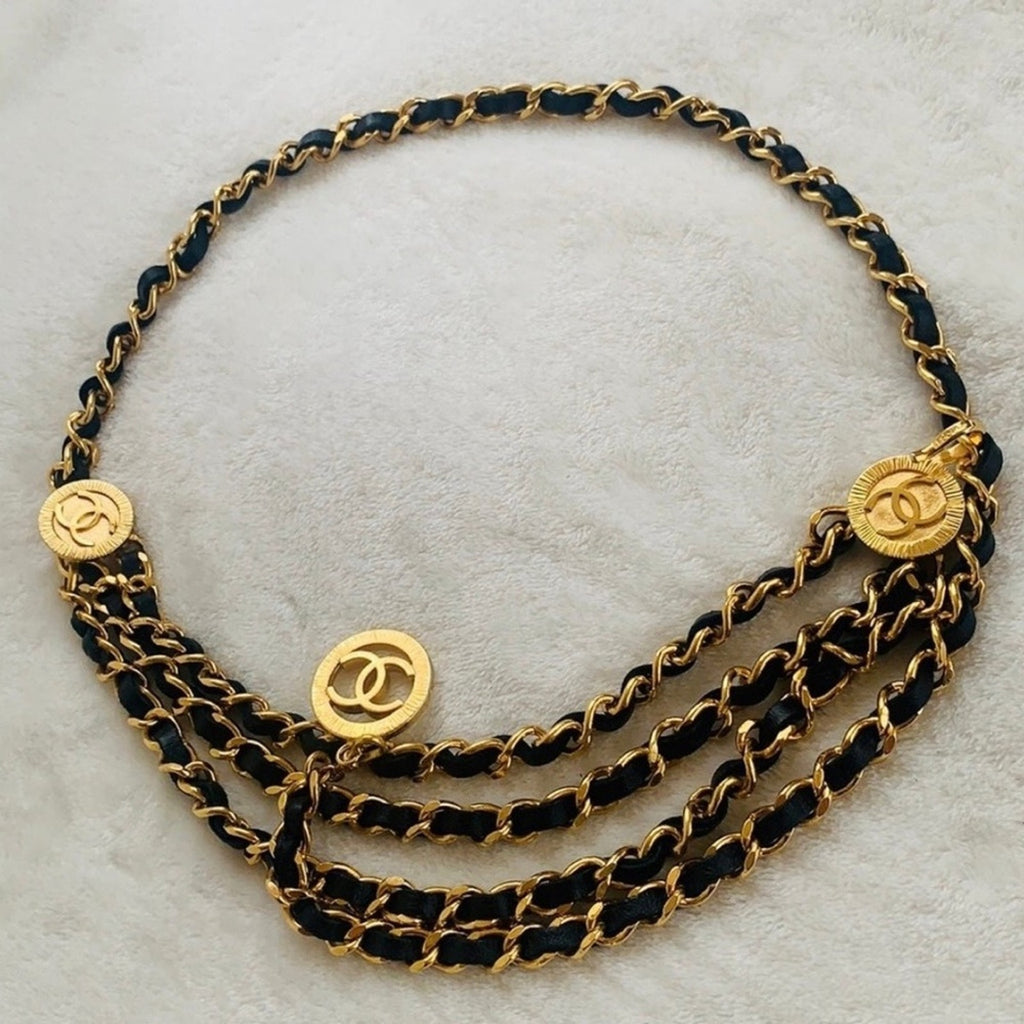 Chanel Medallion Triple Strand Necklace & Belt