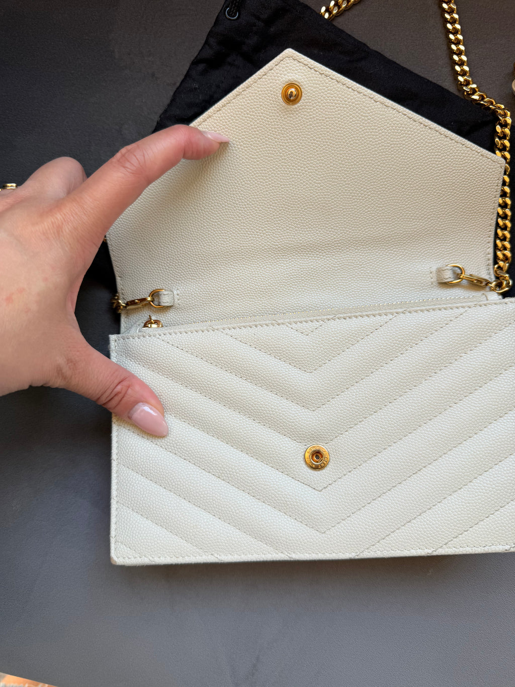 Yves Saint Laurent Cassandre Matelasse Envelope Wallet on chain