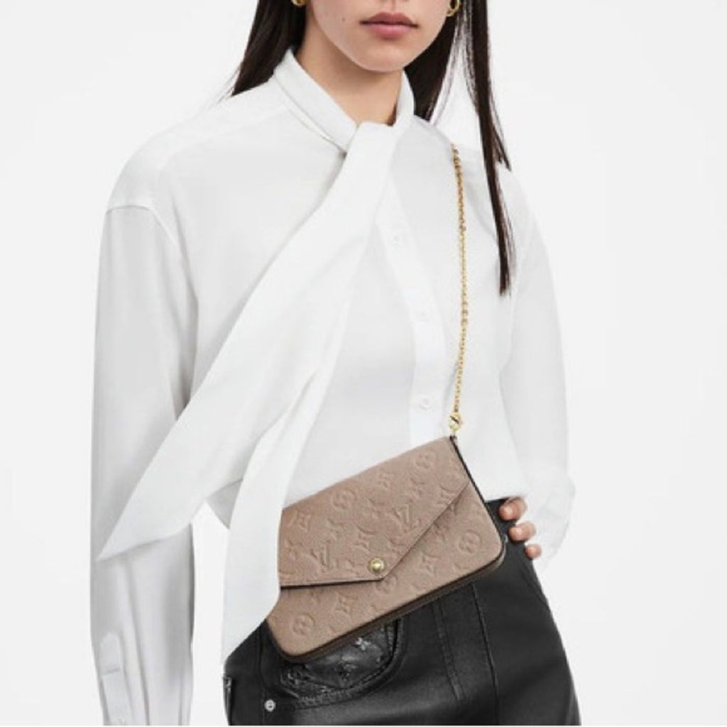 Louis Vuitton Empreinte Pochette Crossbody Bag Felicie Turtle Dove Tourterelle