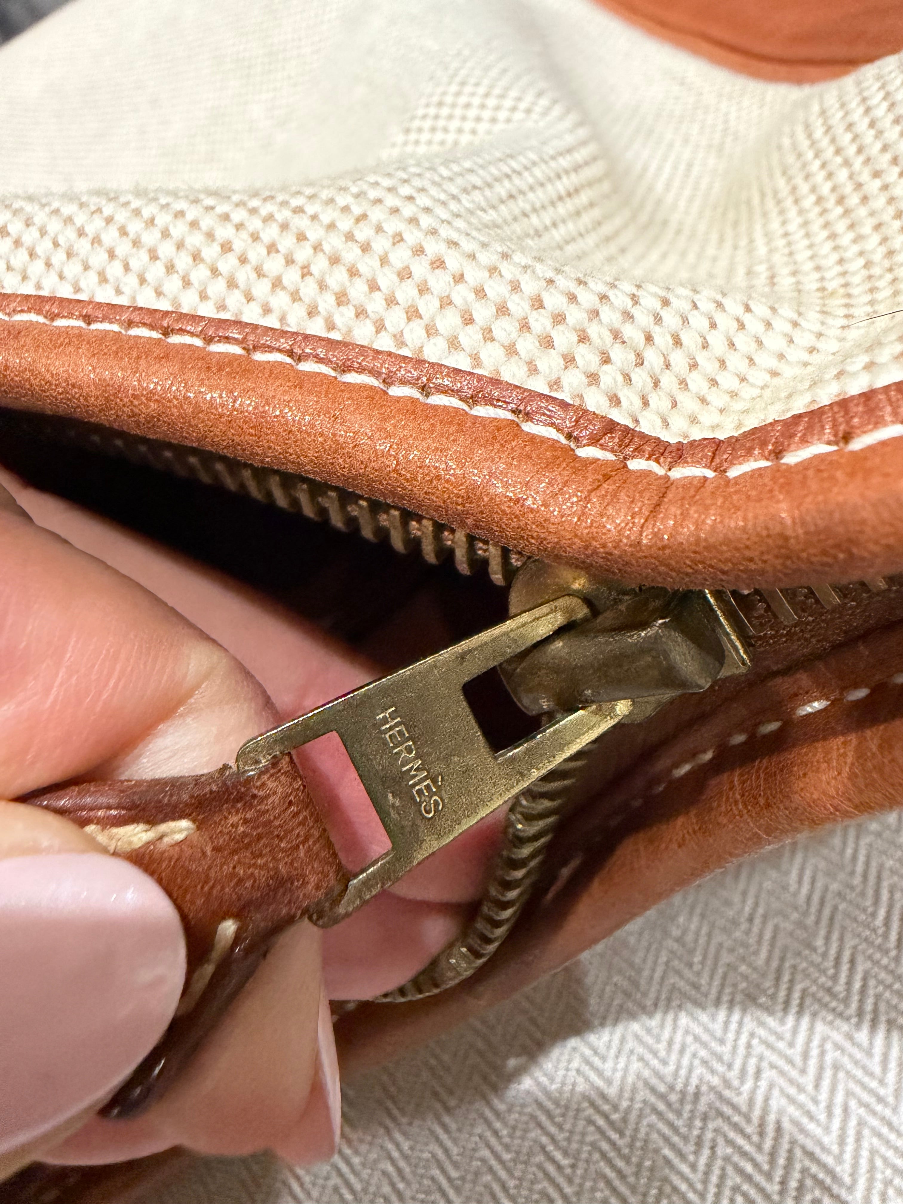 Hermes Trim Bag 31 Canvas Leather Shoulder Bag Brown