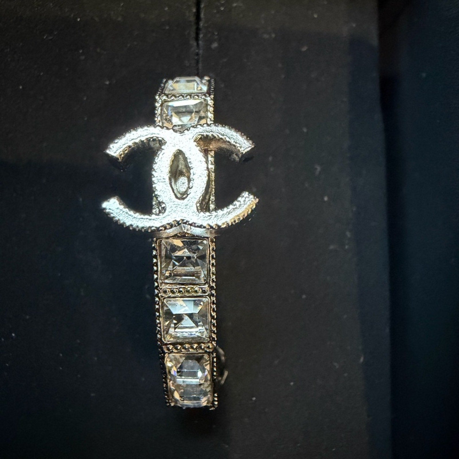 CHANEL Strass Crystal Hoop Earrings