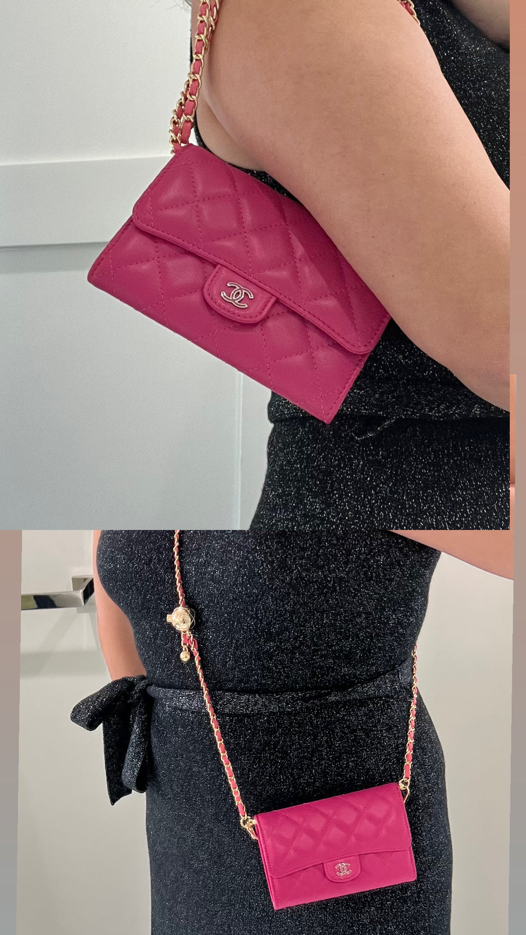 Chanel caviar mini wallet on chain