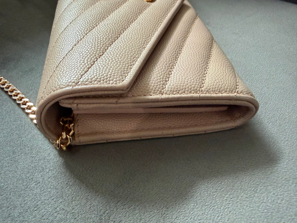 Yves Saint Laurent blush pink Cassandre envelope wallet