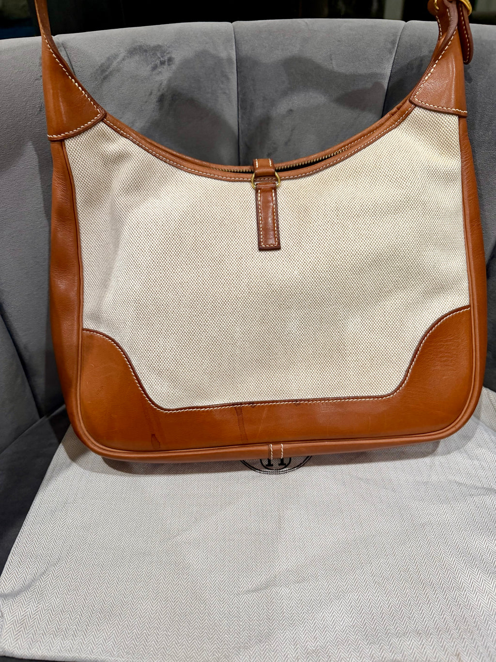 Hermes Trim Bag 31 Canvas Leather Shoulder Bag Brown
