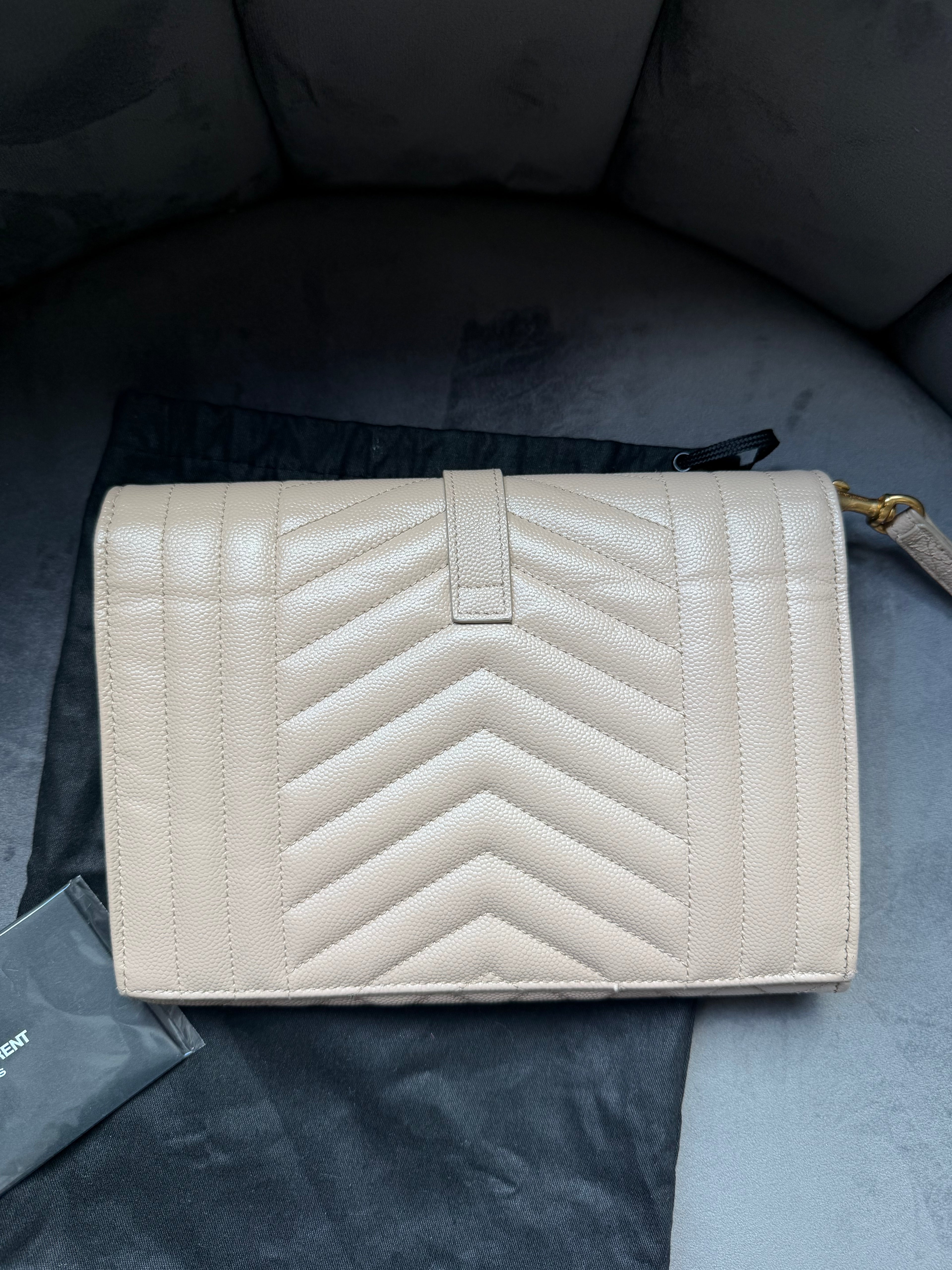 Saint Laurent Mixed Matelasse Monogram Quilted Wristlet