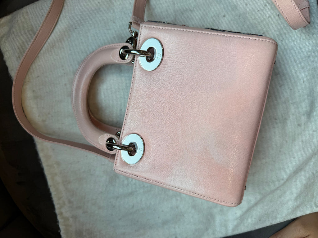 Christian Dior Lady Dior Pink Embroidered Sequin Floral Limited Edition Bag