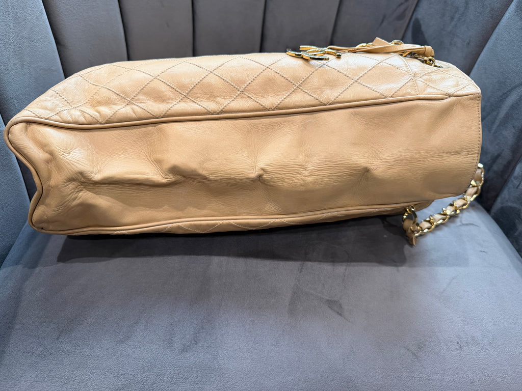 Vintage Chanel Quilted Shopping Tote Bag