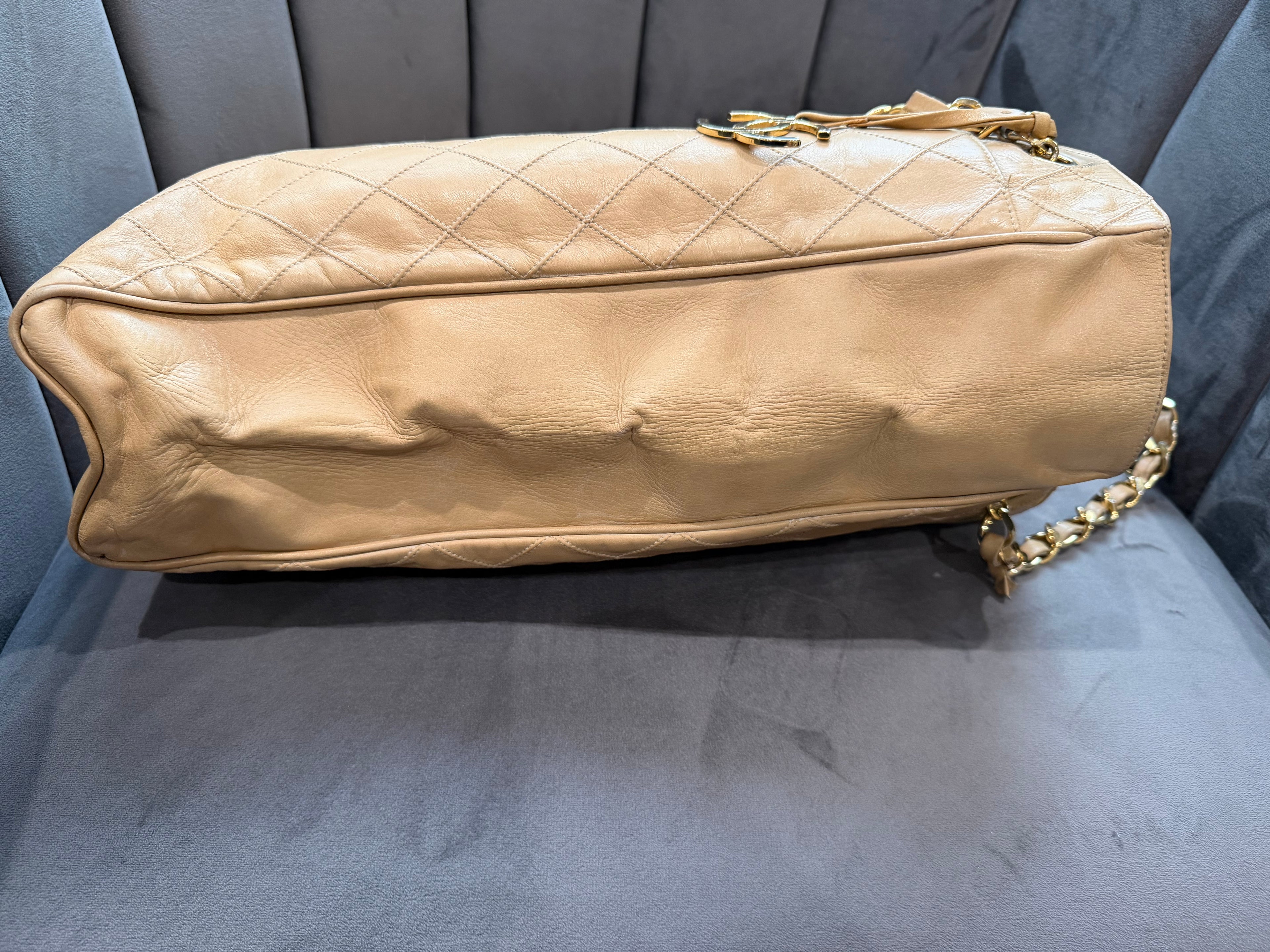 Vintage Chanel Quilted Shopping Tote Bag