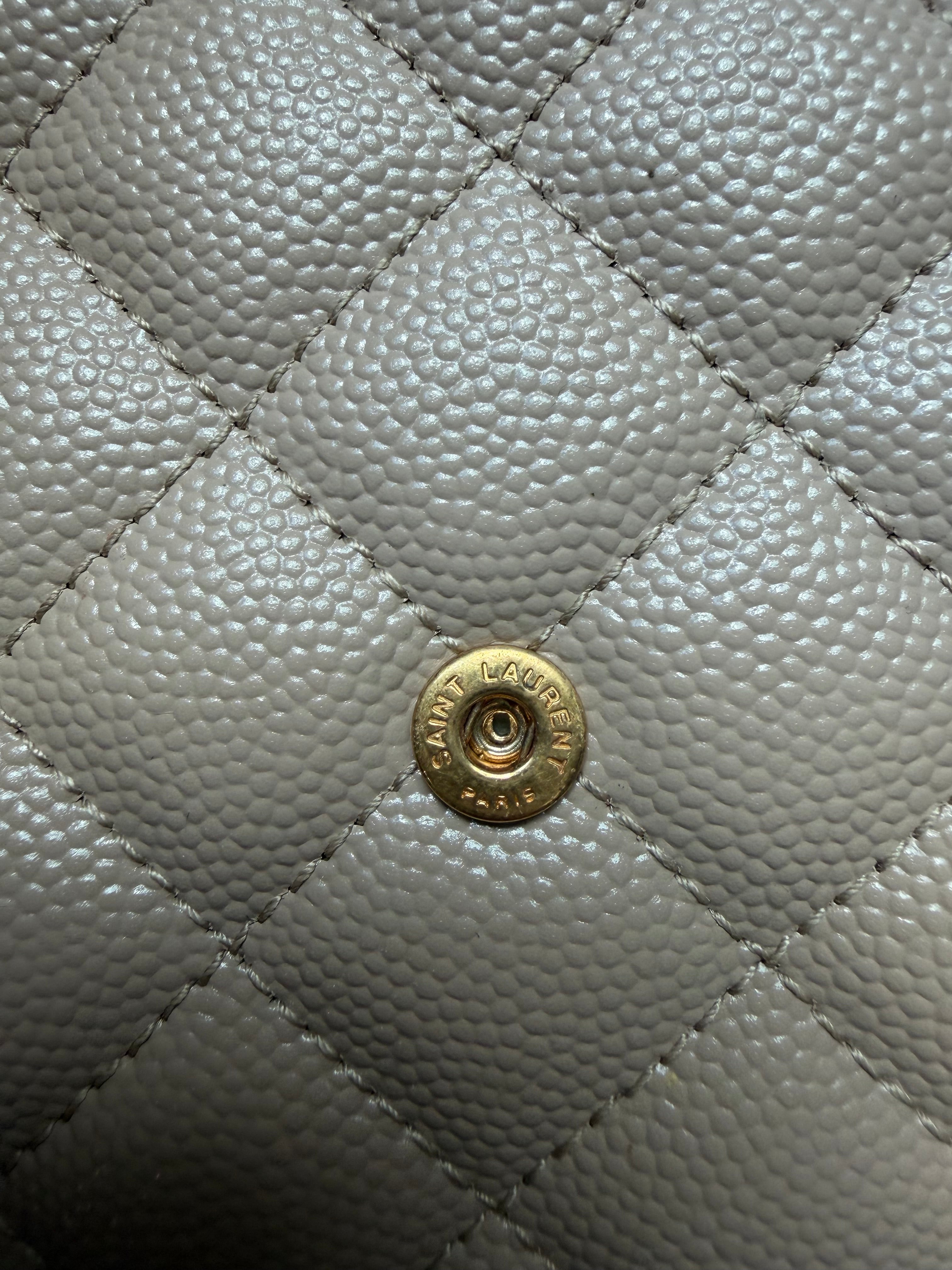 Saint Laurent Mixed Matelasse Monogram Quilted Wristlet