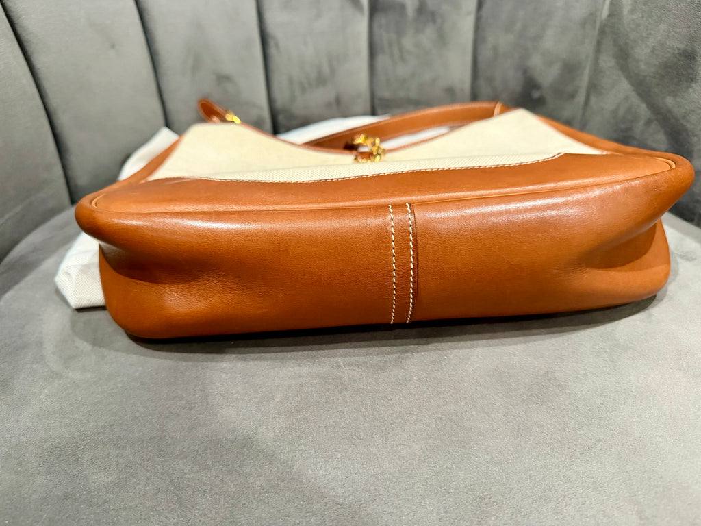 Hermes Trim Bag 31 Canvas Leather Shoulder Bag Brown