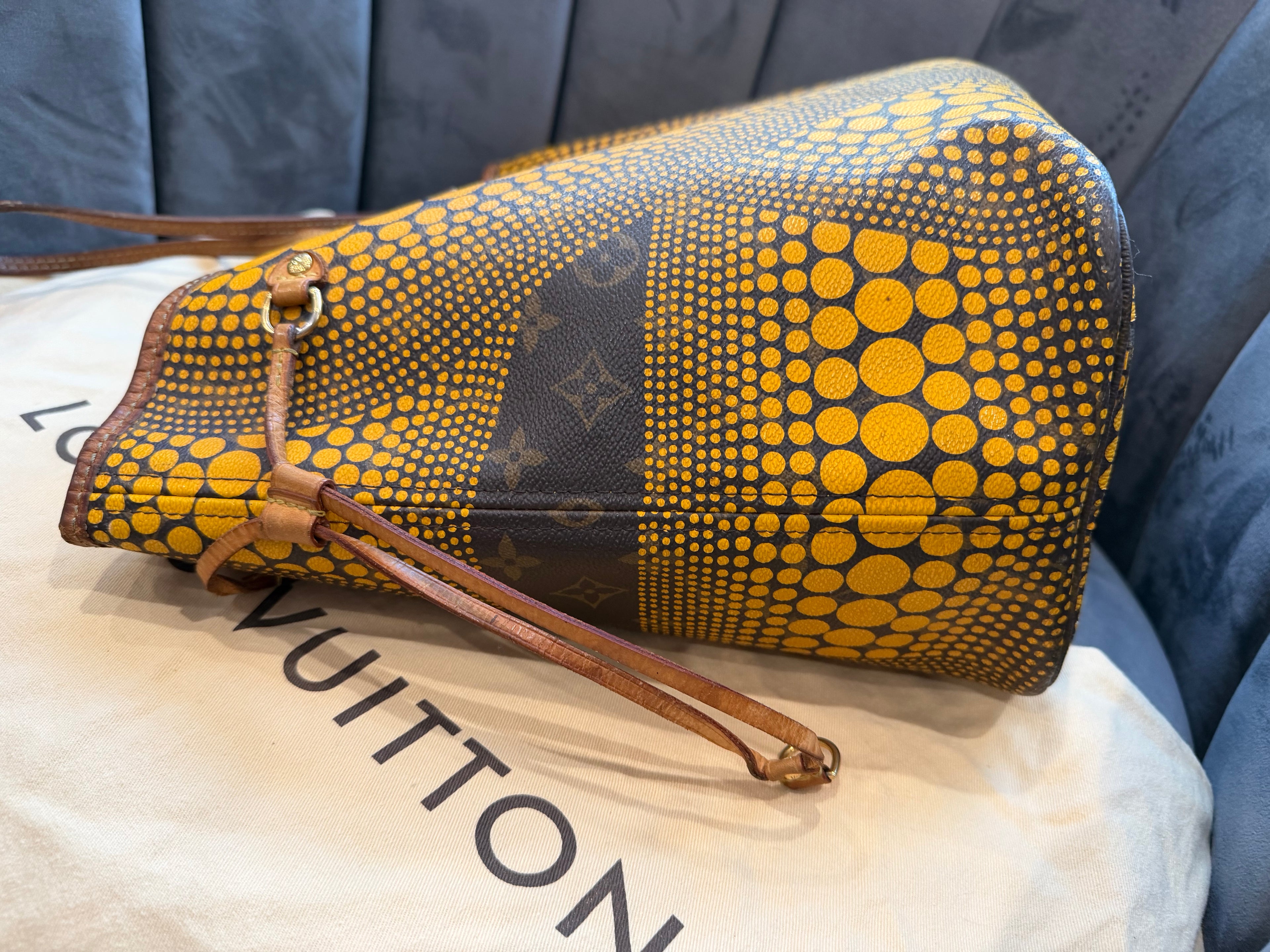 Rare Louis Vuitton Yayoi Kusama Collab Tote Bag Yellow Wave Neverfull MM