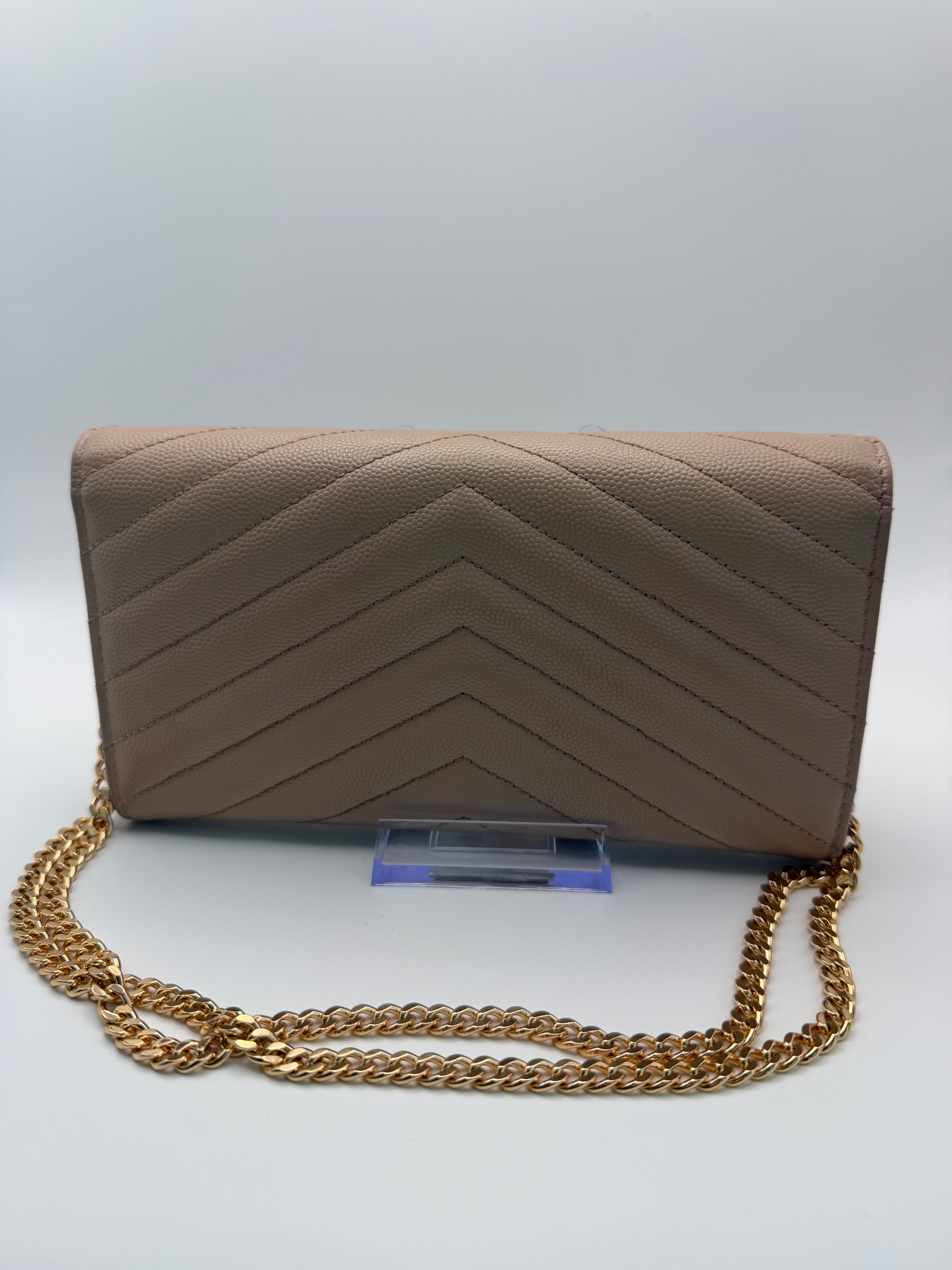 Yves Saint Laurent blush pink Cassandre envelope wallet