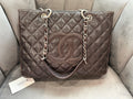 CHANEL Caviar Grand Shopping Tote Bag GST Dark Brown