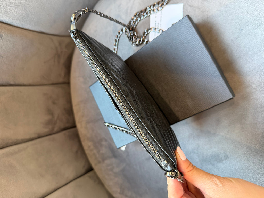 Yves Saint Laurent black monogram clutch / crossbody
