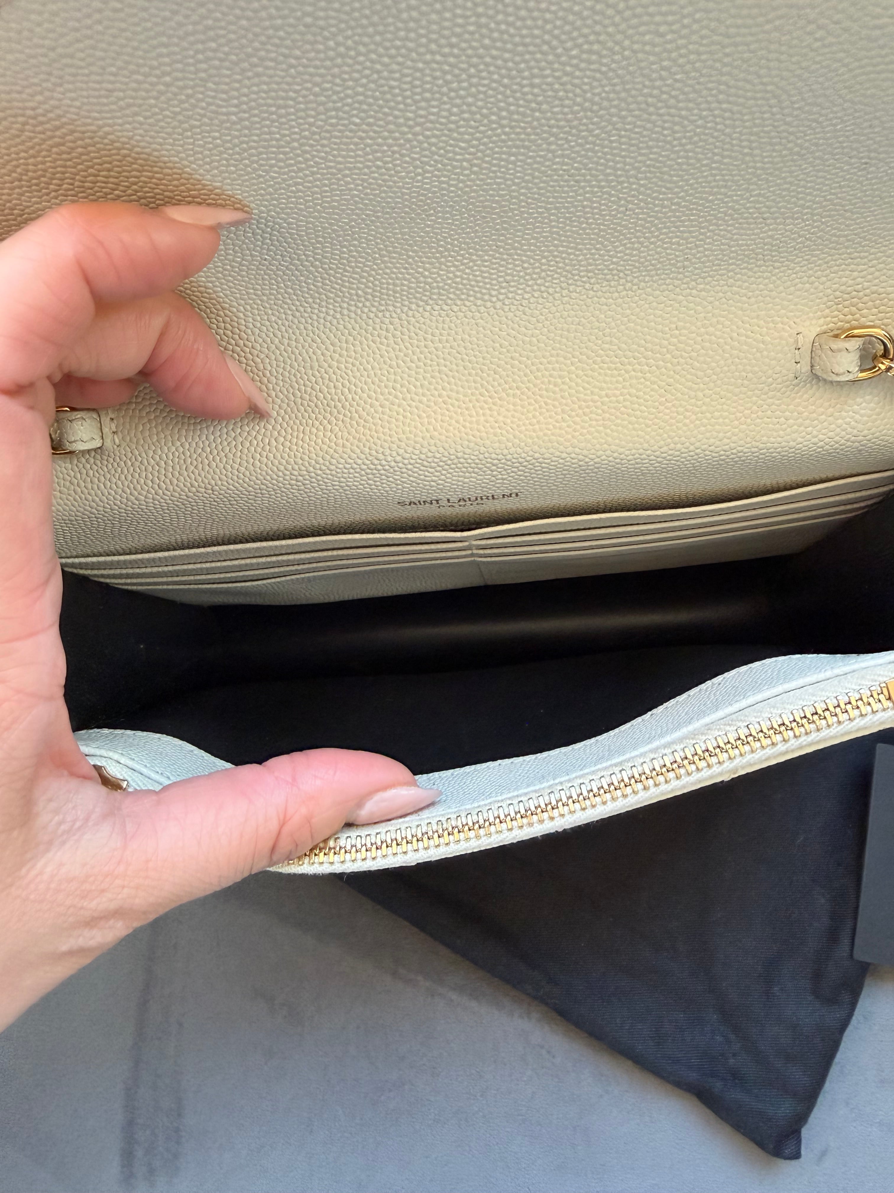 Yves Saint Laurent Cassandre Matelasse Envelope Wallet on chain