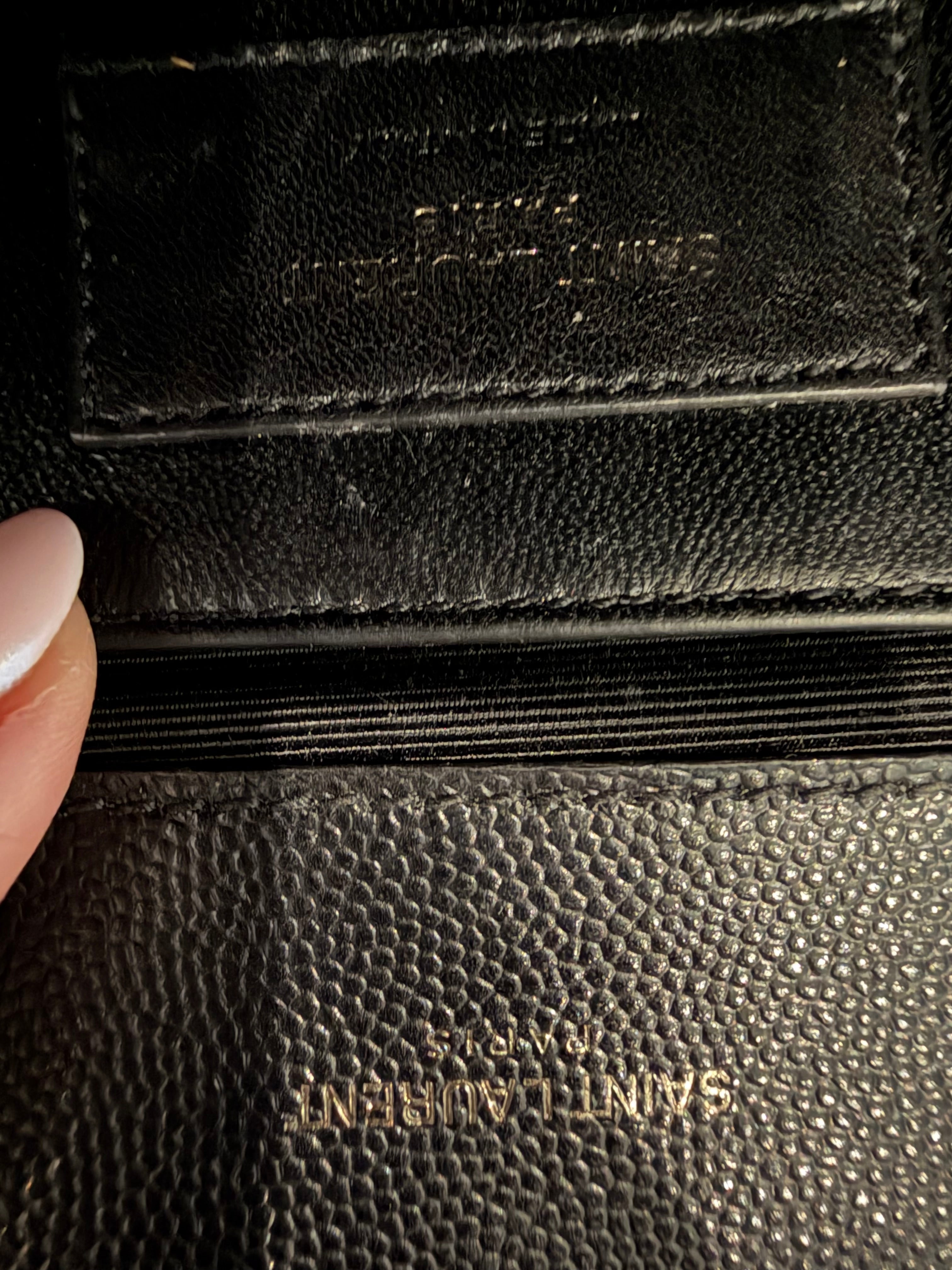 SAINT LAURENT Grain De Poudre Medium Clutch Classic Monogram Kate Satchel Black