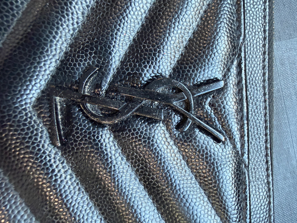 Yves Saint Laurent black monogram clutch / crossbody
