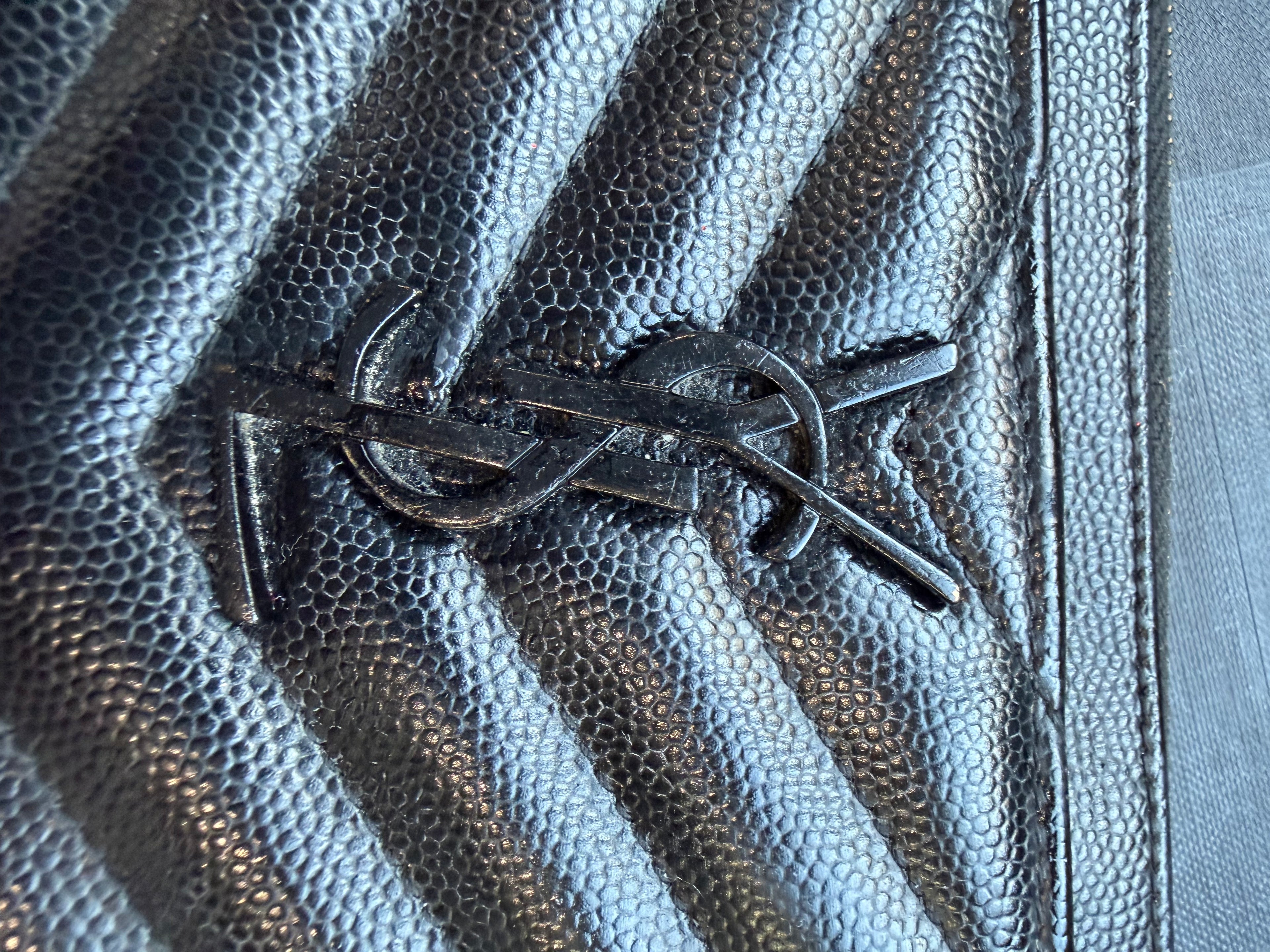 Yves Saint Laurent black monogram clutch / crossbody