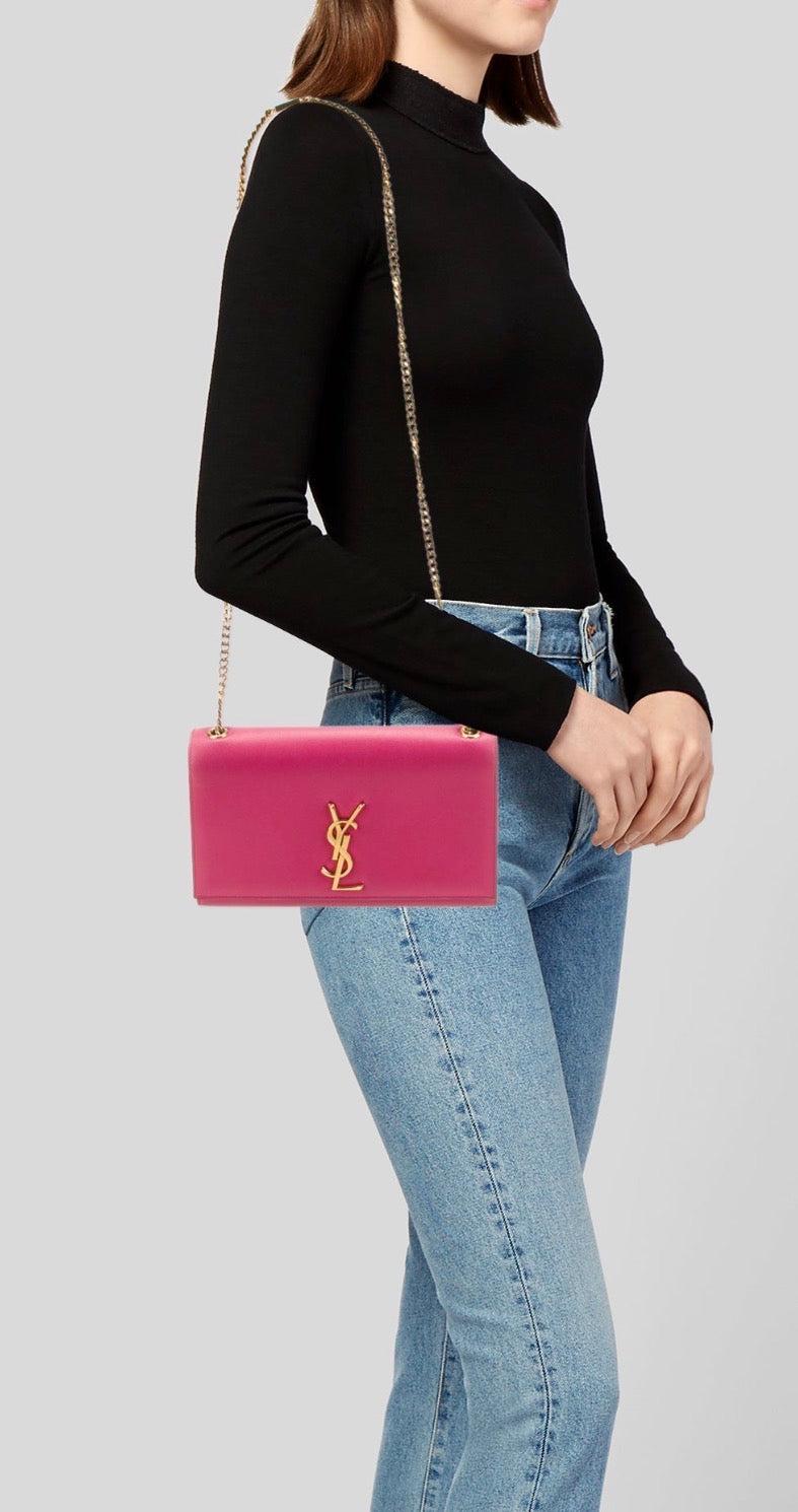 YSL Kate Medium Barbie Pink Grained Leather Crossbody