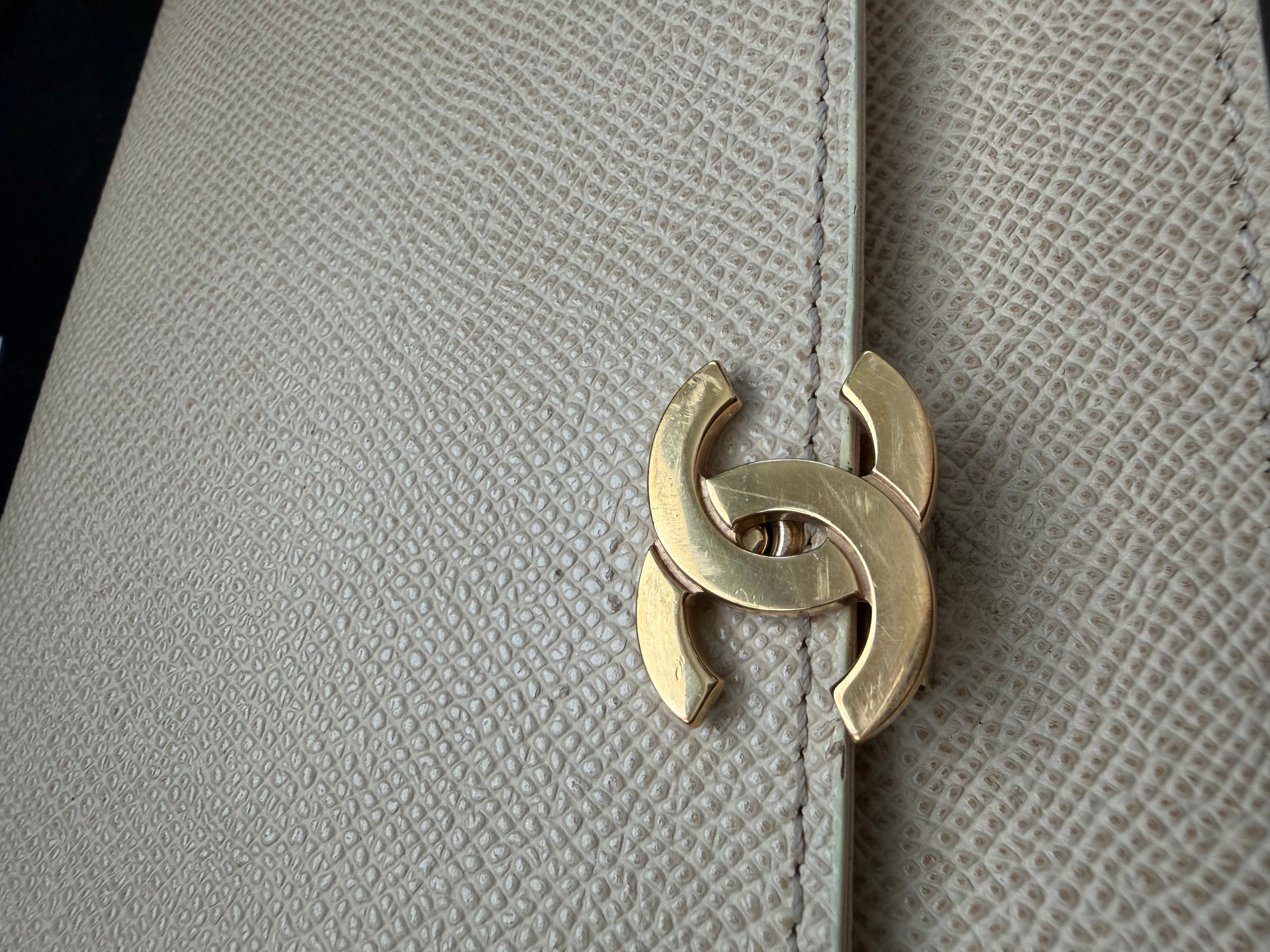 Chanel Vintage Beige wallet on chain crossbody bag with gold hardware caviar