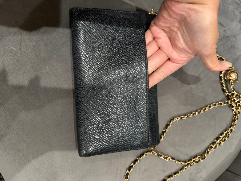 Chanel caviar black wallet on chain