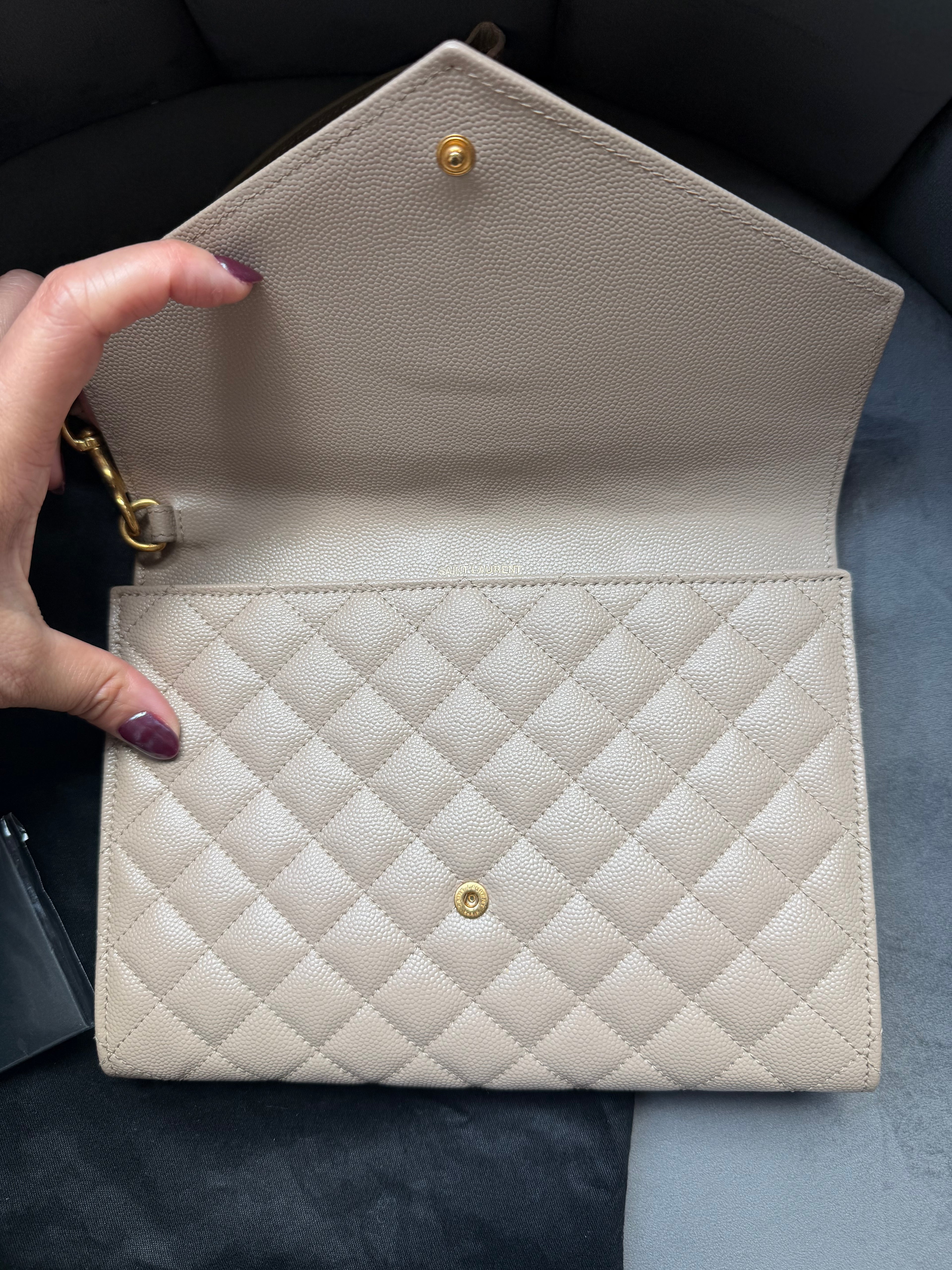 Saint Laurent Mixed Matelasse Monogram Quilted Wristlet