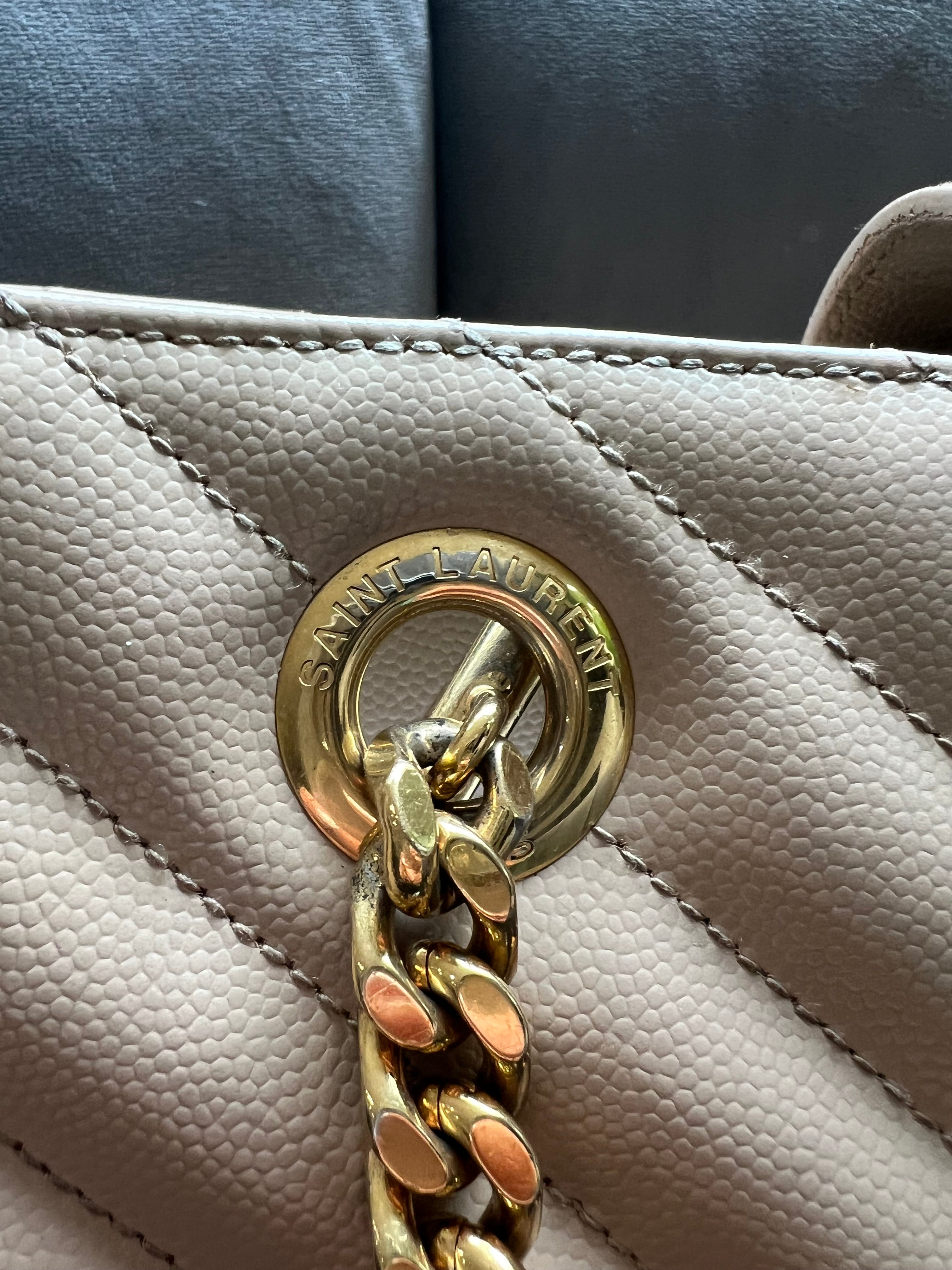 YSL Shoulder Monogram Shopping Tote Bag