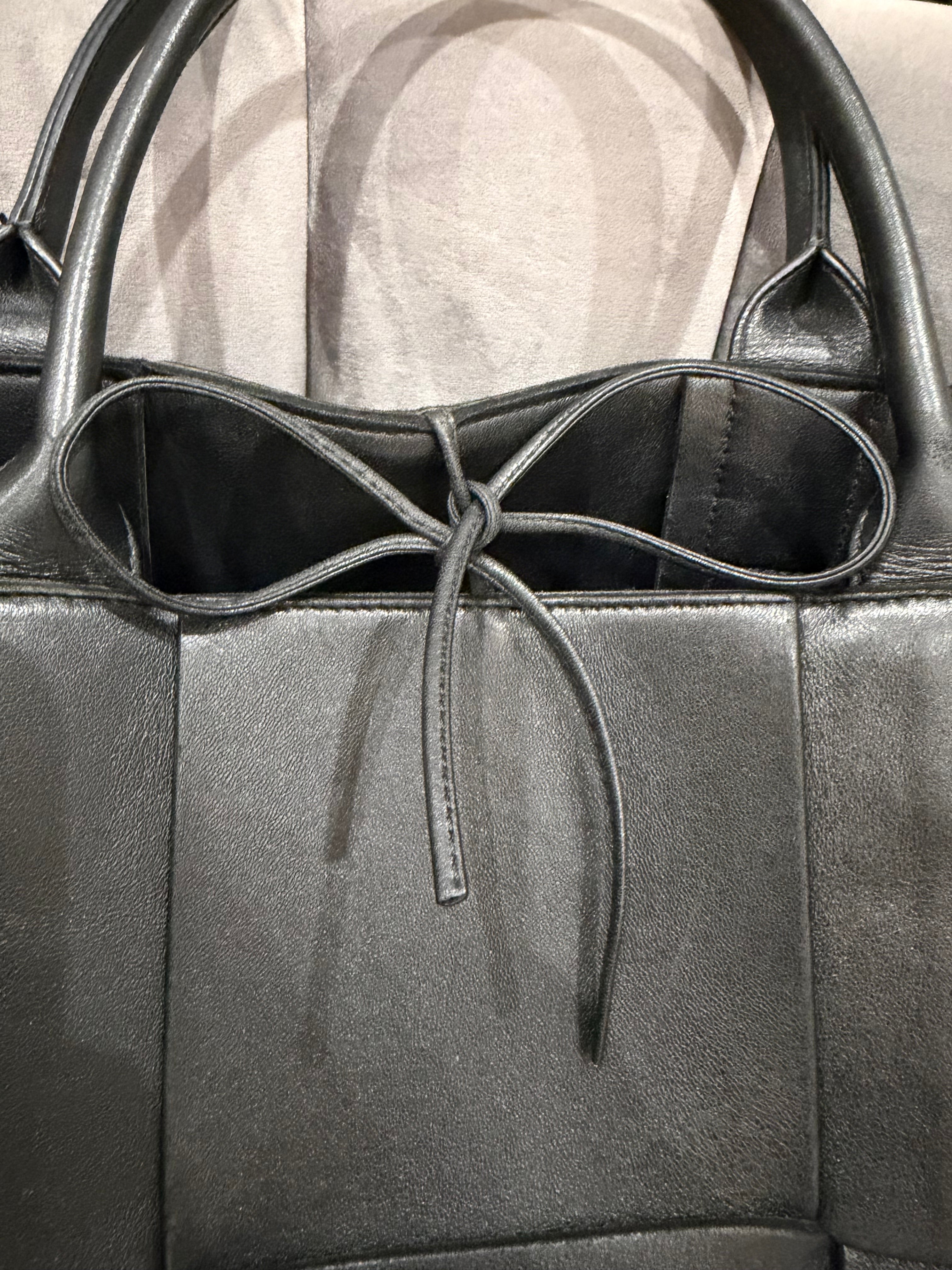 Bottega Arco Intreccio Quilted Leather Tote Black Bag