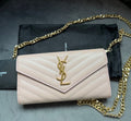 Yves Saint Laurent blush pink Cassandre envelope wallet