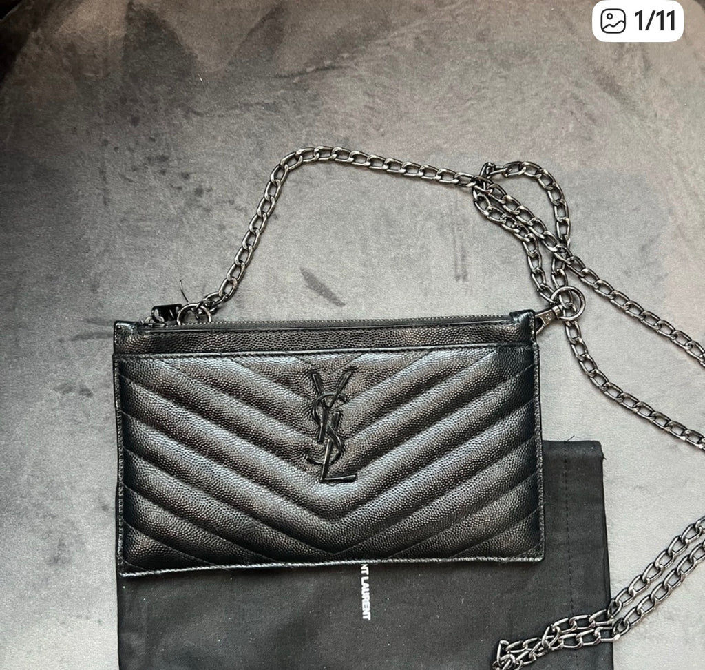 Yves Saint Laurent black monogram clutch crossbody