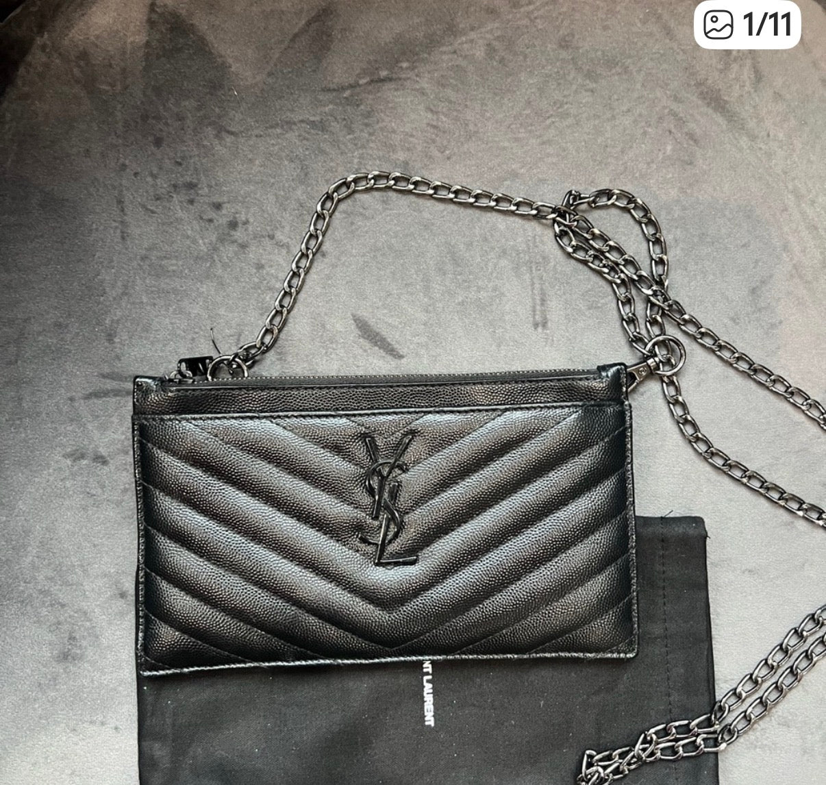 Yves Saint Laurent black monogram clutch crossbody