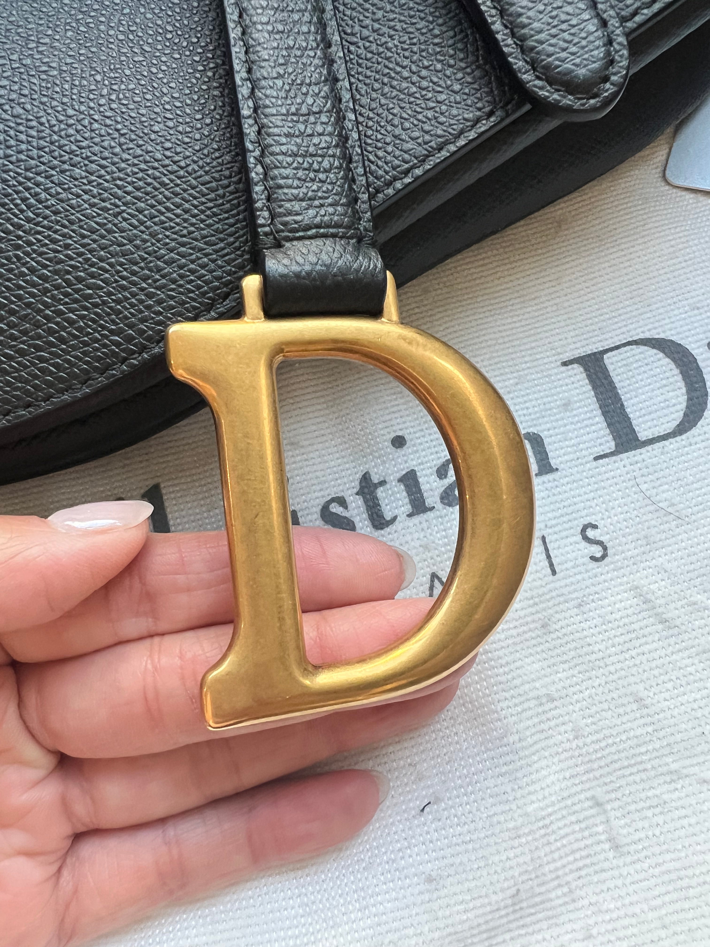 Dior Saddle Shoulder Bag Medium Grained black leather