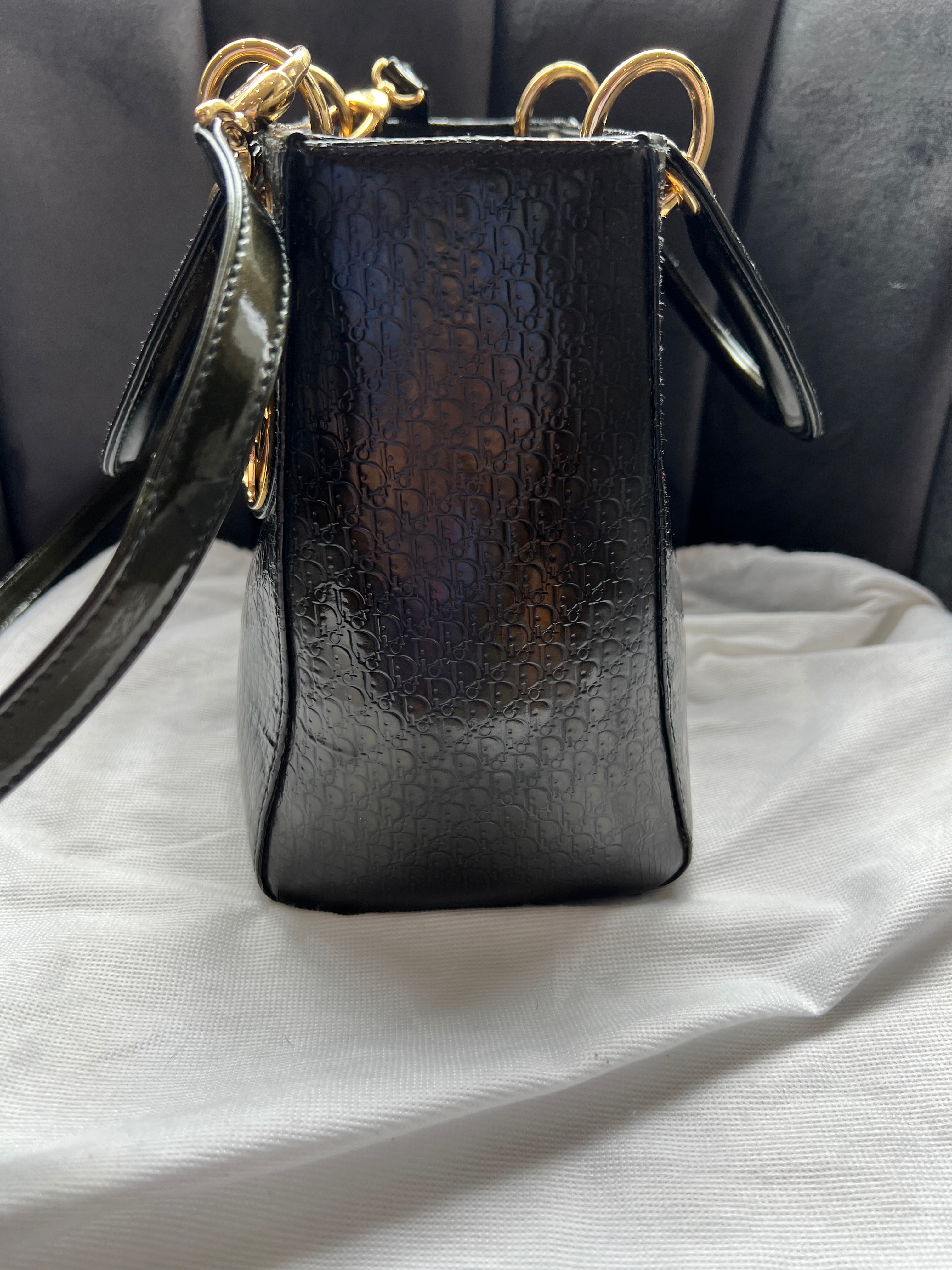 Rare Lady Dior tote medium patent