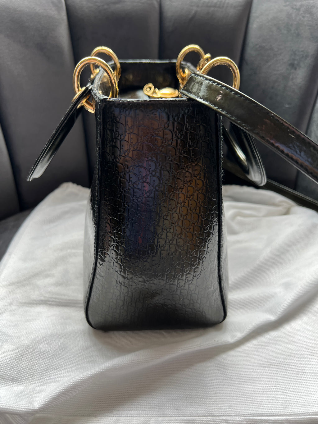 Rare Lady Dior tote medium patent
