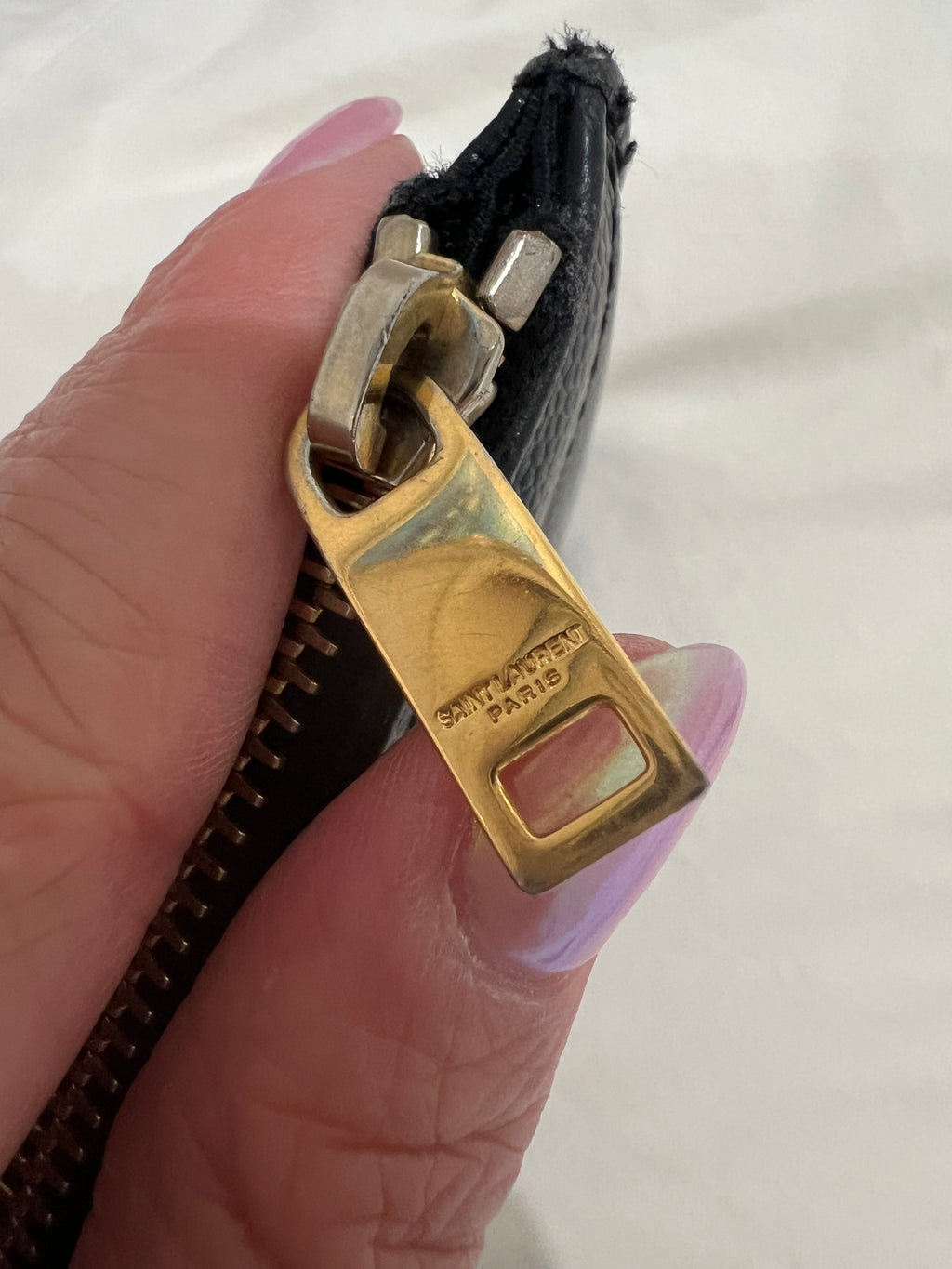 Black YSL monogram clutch wallet on chain