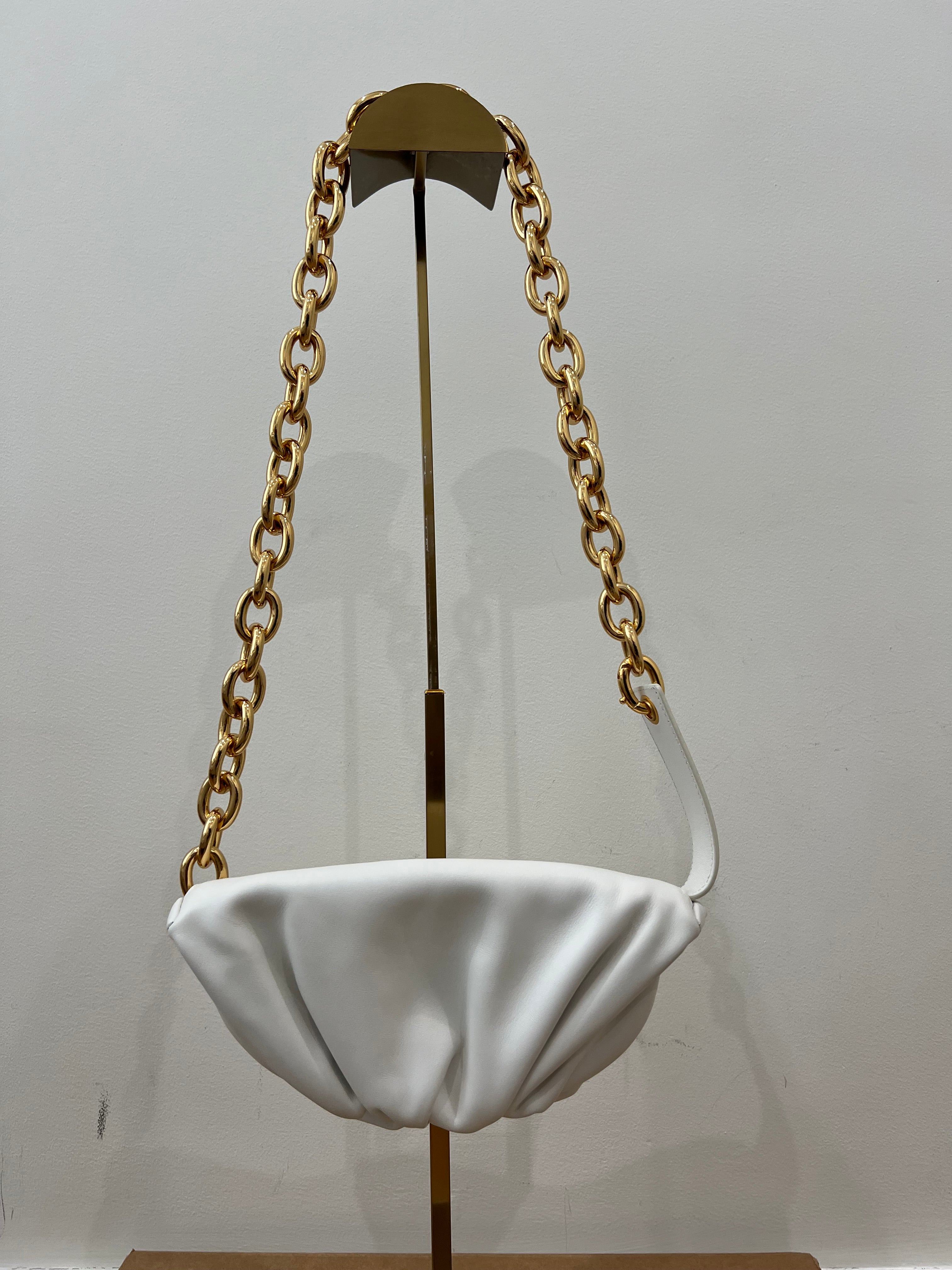 Bottega Veneta white chain pouch