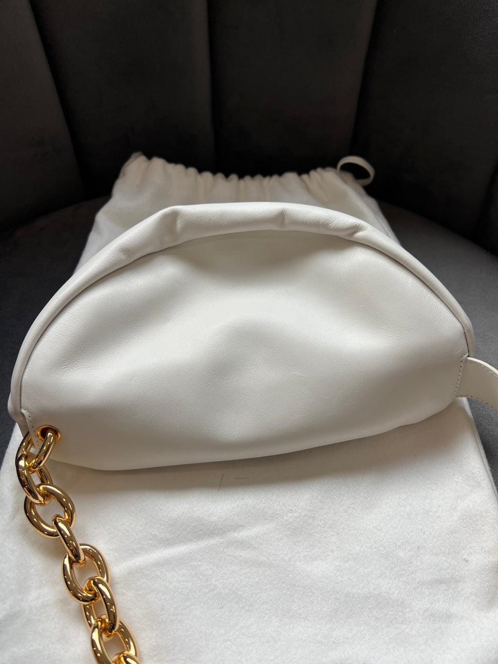Bottega Veneta white chain pouch