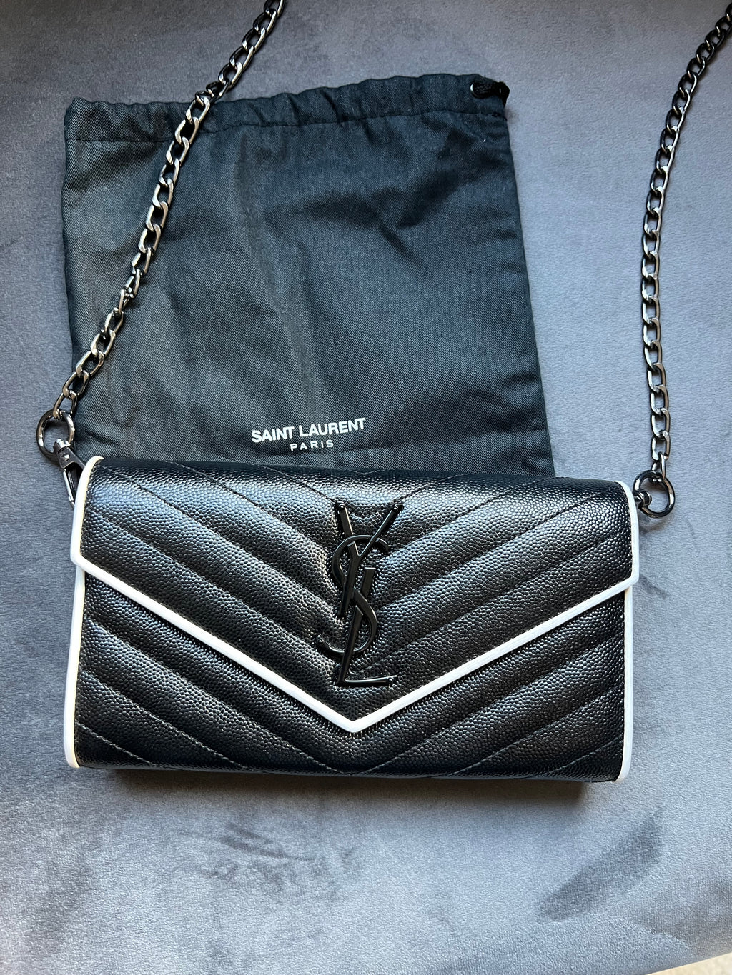Saint Laurent Cassandre colorblock wallet on chain
