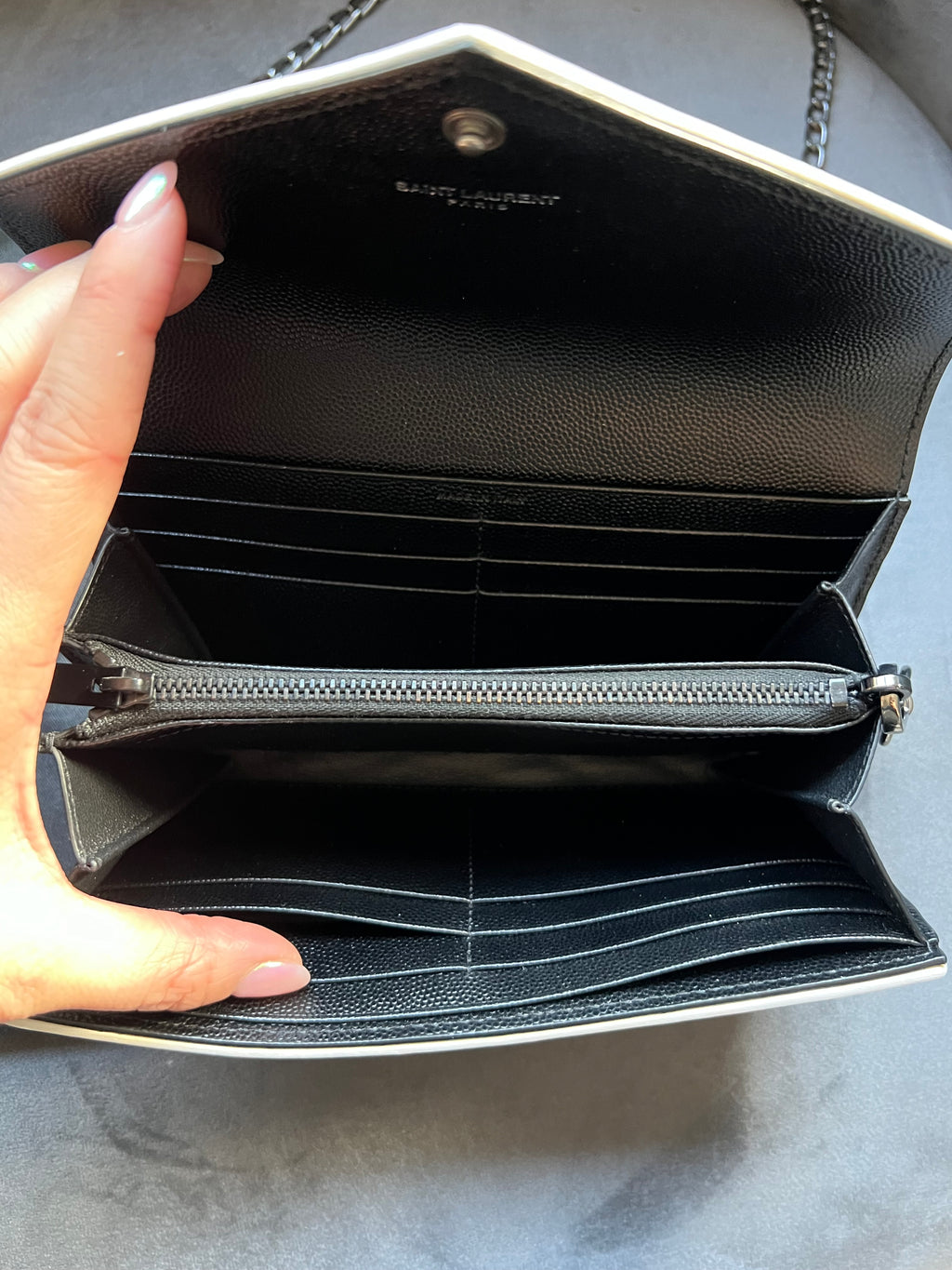 Saint Laurent Cassandre colorblock wallet on chain