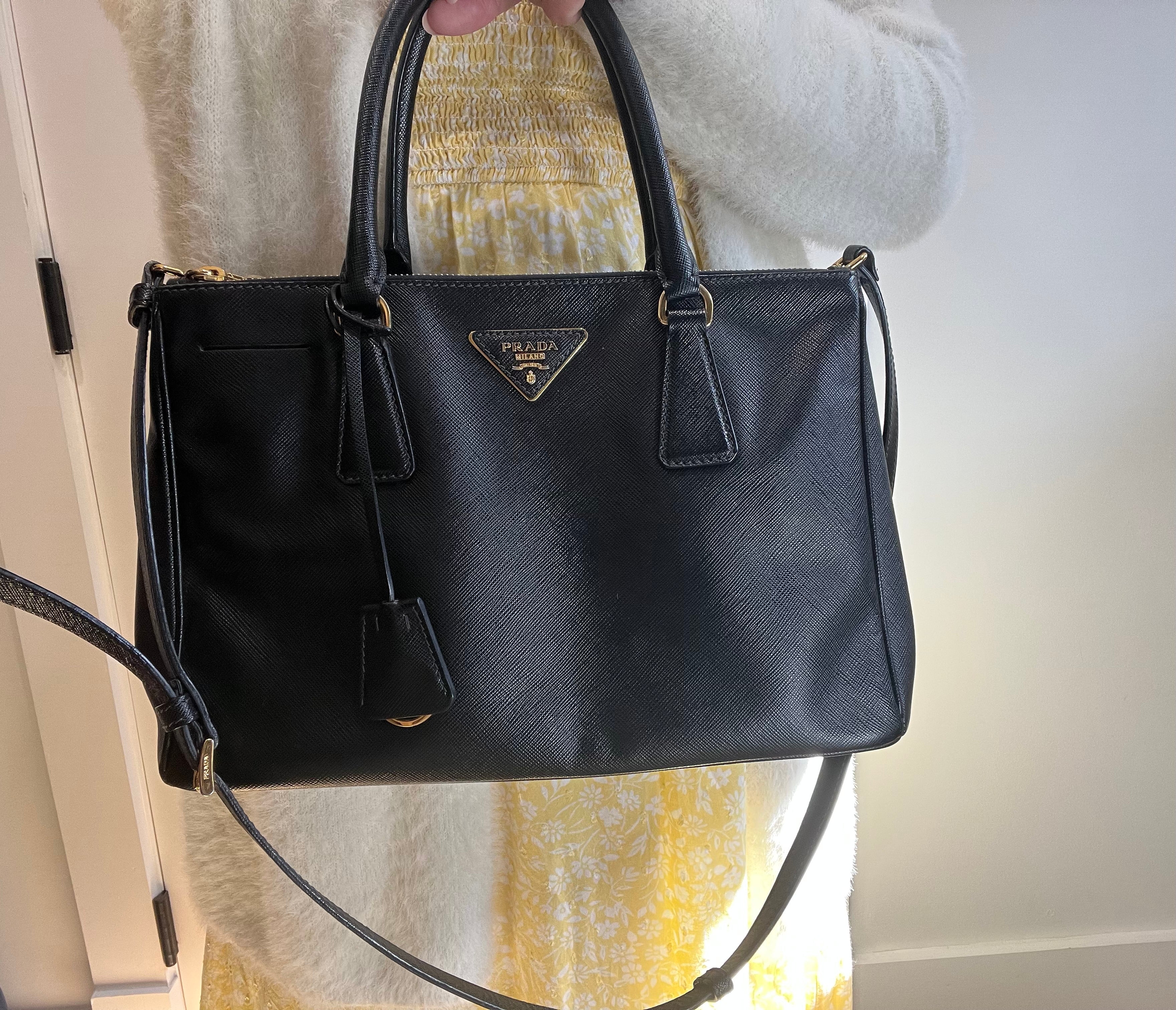 Prada saffiano galleria double zip medium