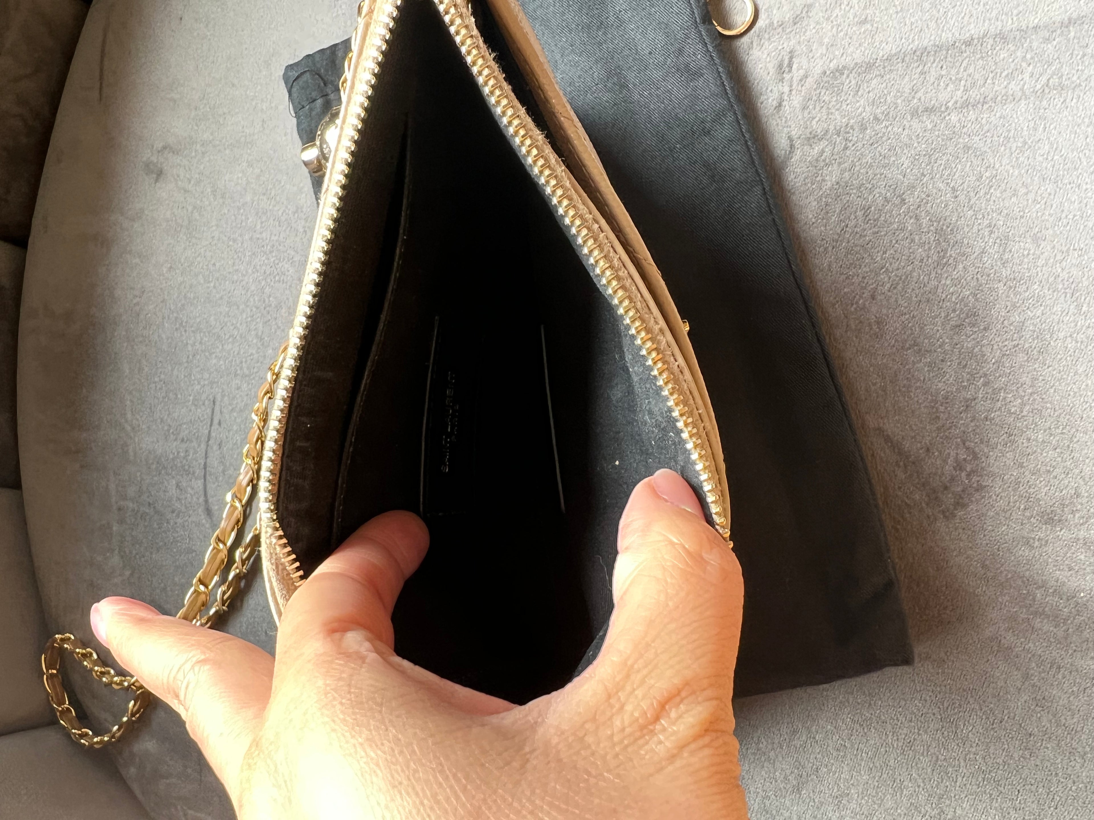 Beige YSL monogram clutch / crossbody bag
